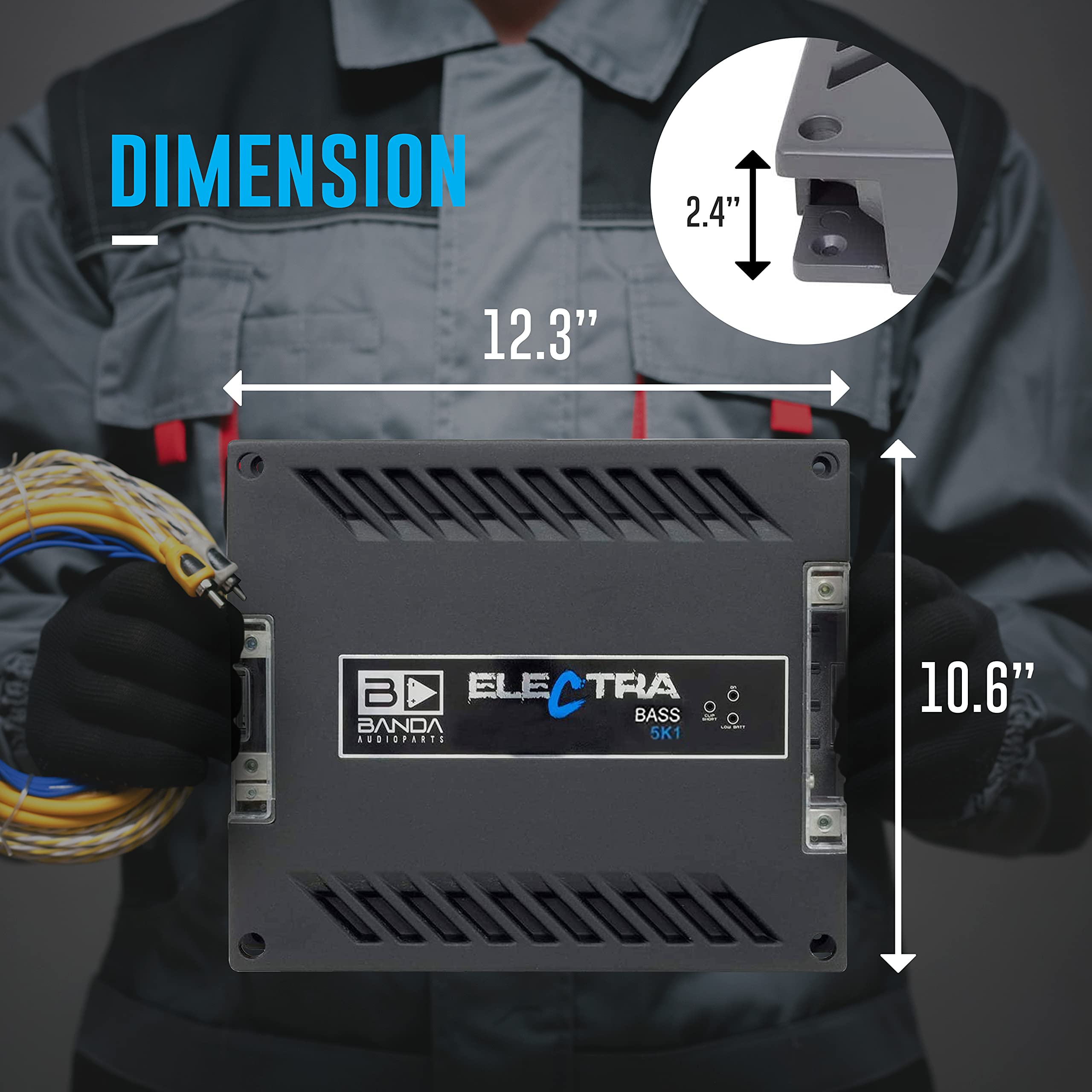 Banda Electra 1 Channel Vehicle Audio Bass Amp   5000Wrms D Class High Powered Mono Bass Amplifier W/Subsonic Filter & Low Pass