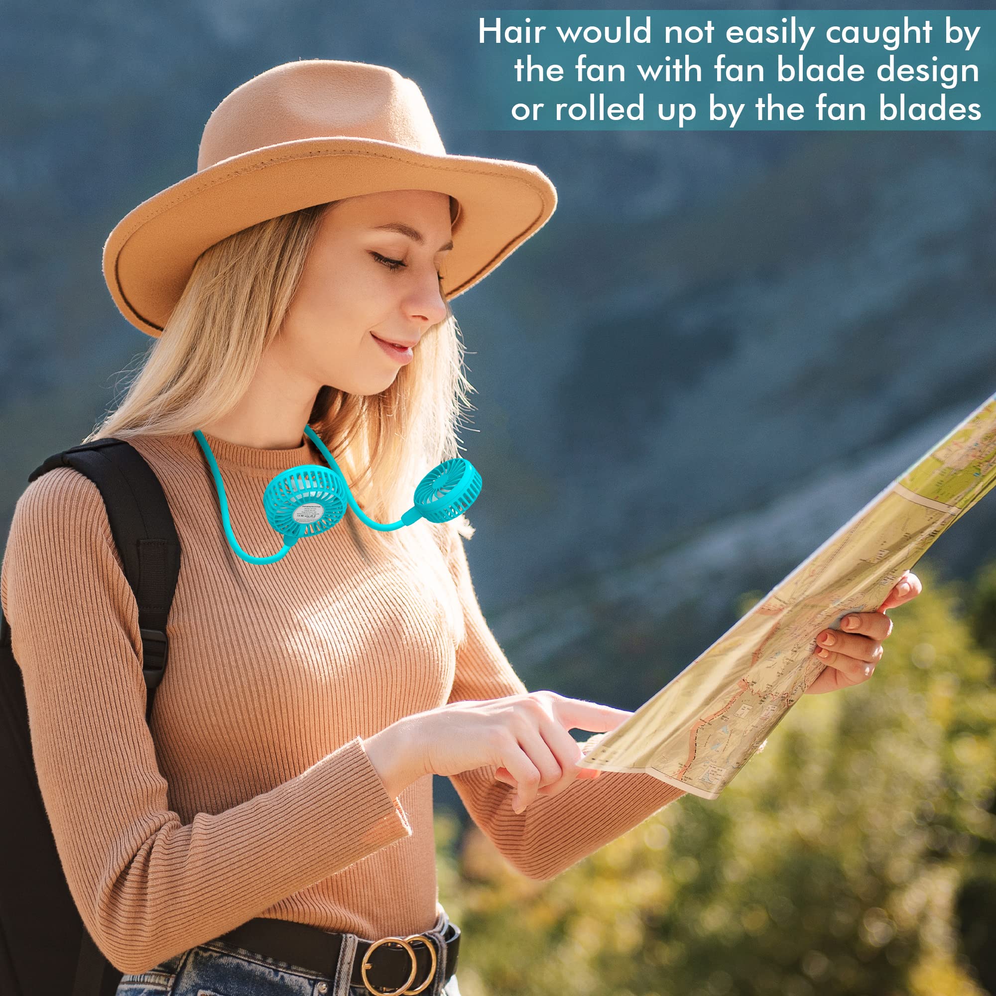 Portable Neck Fan, 2600Mah Battery Operated Sport Fan Ultra Quiet Hands Free Usb Fan With 3 Speeds, Strong Wind, 360 Adjustable