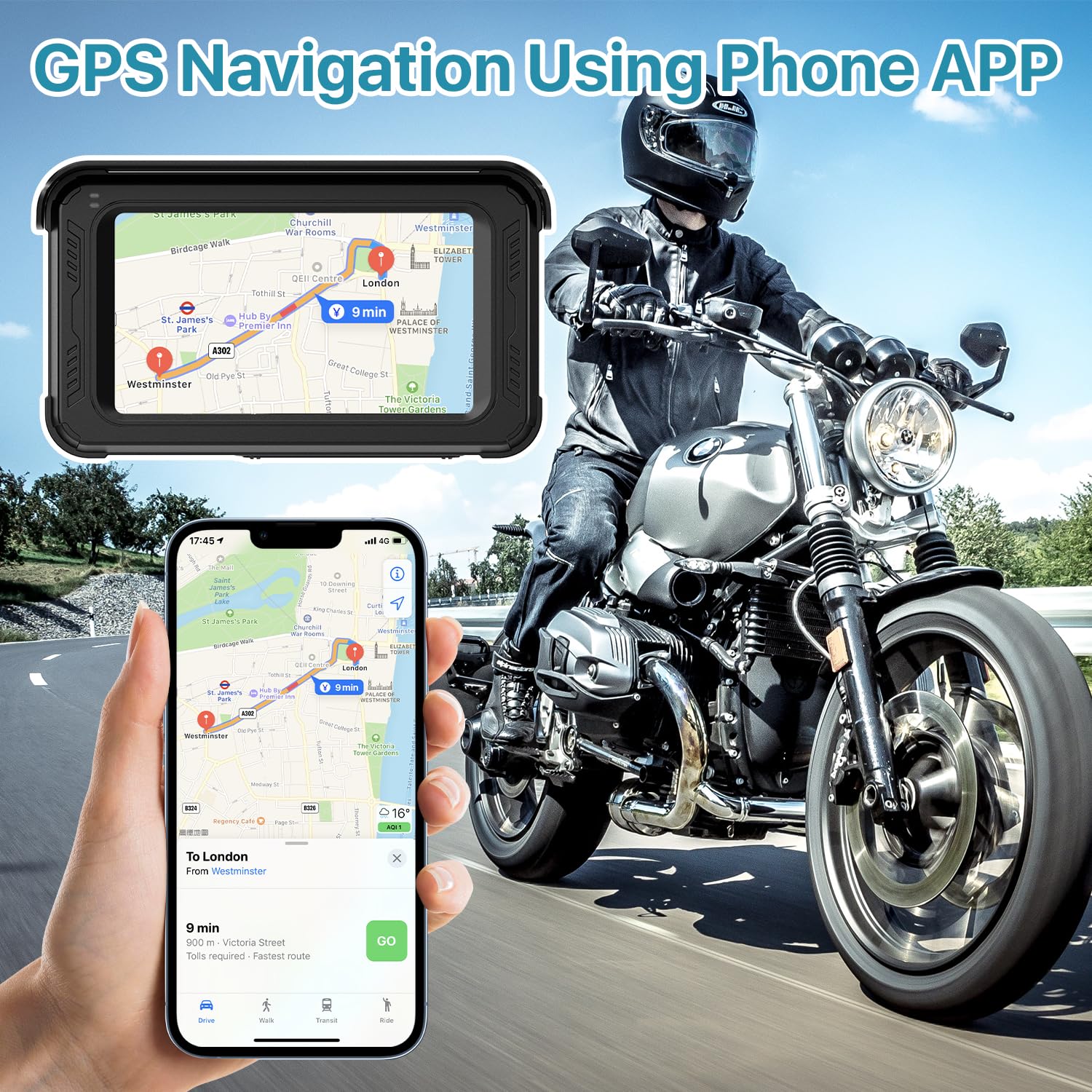 Motorcycle Dvr Dash Cam With Wireless Apple Carplay, Android Auto, Tpms, Hd 1080P Cameras, Gps G Sensor, Siri & Google Voice, 5'