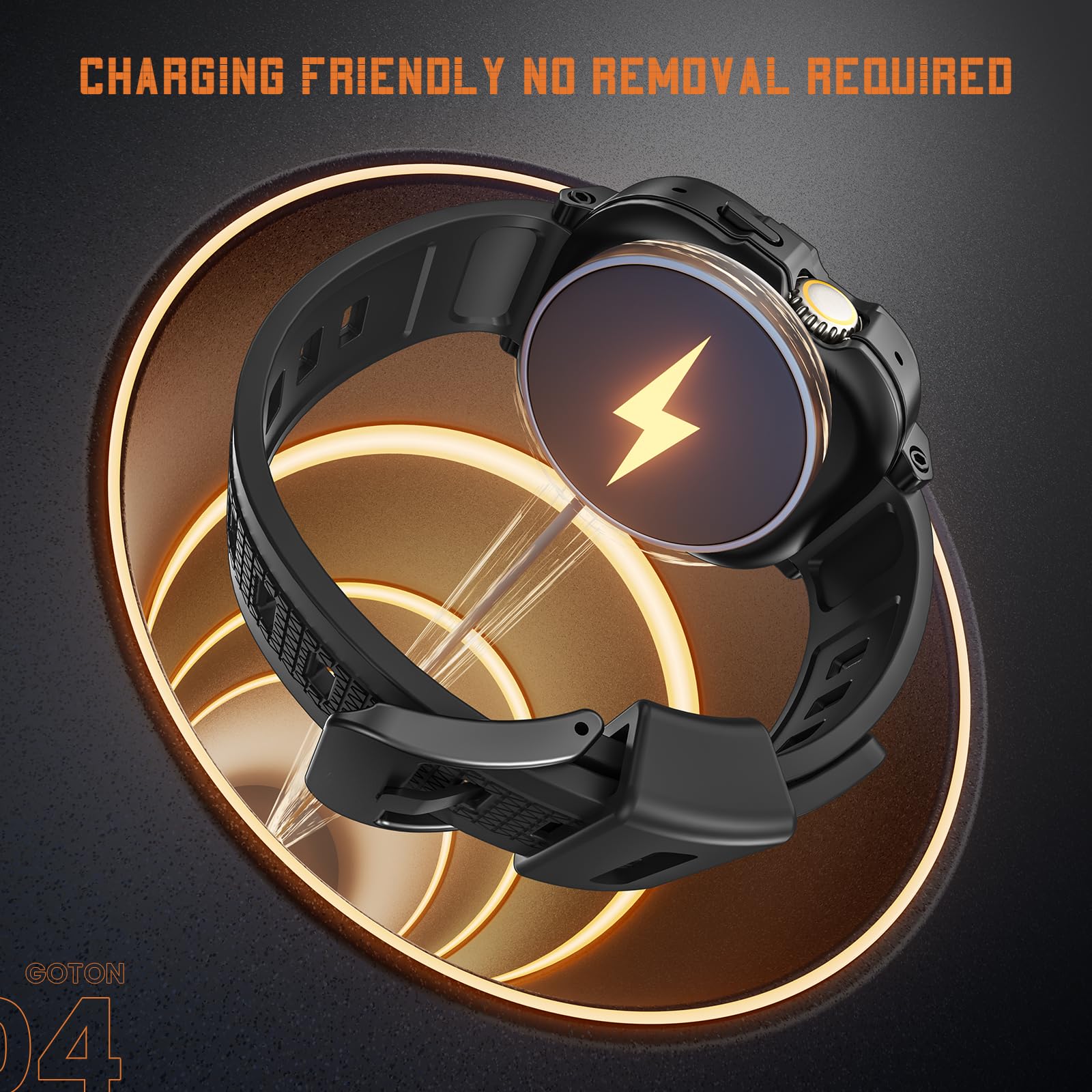 Goton 3 In 1 Waterproof Case And Band With Tempered Glass Screen Protector For Apple Watch Series Ultra Ultra2 49Mm, Hard Pc Bum