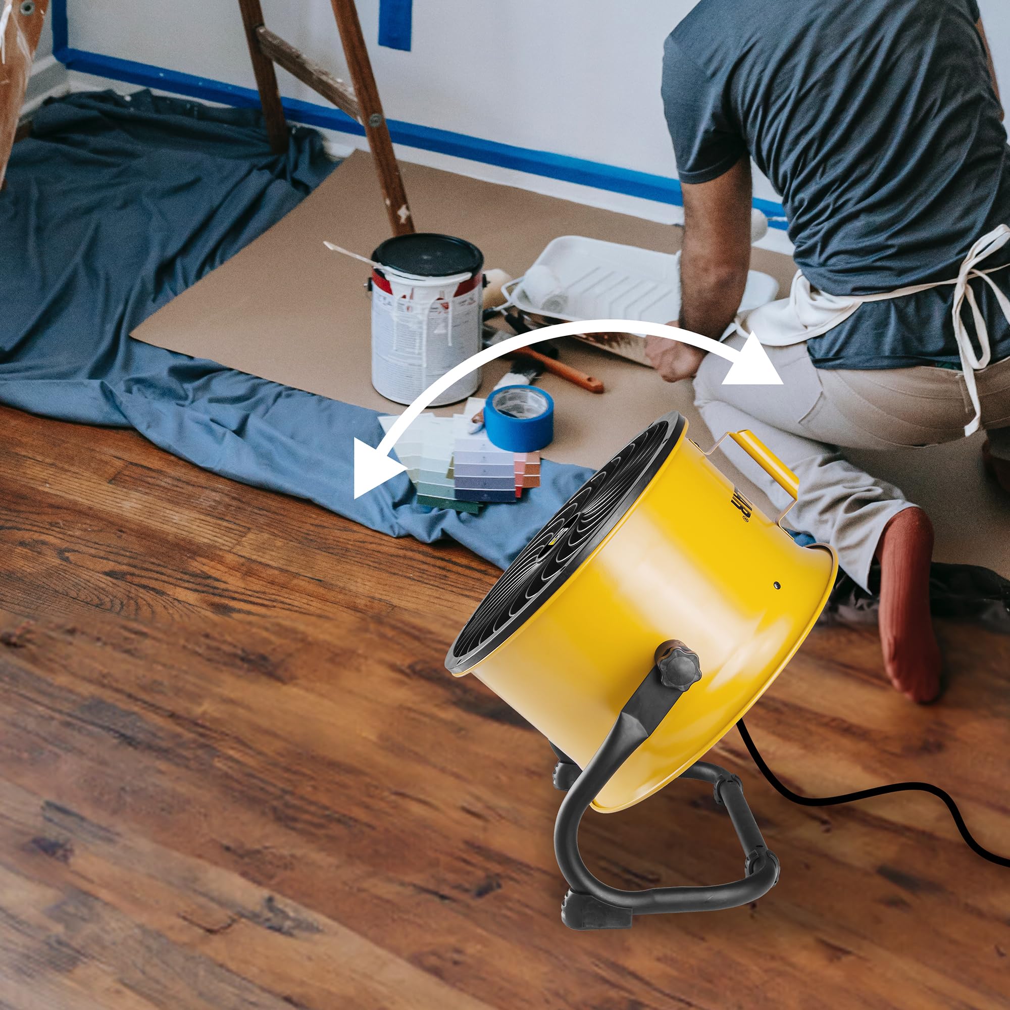 Caterpillar High Velocity 14'' Drum Air Circulator Fan With Heavy Duty Industrial Grade 360 Degree Adjustable Drum Head, And 230