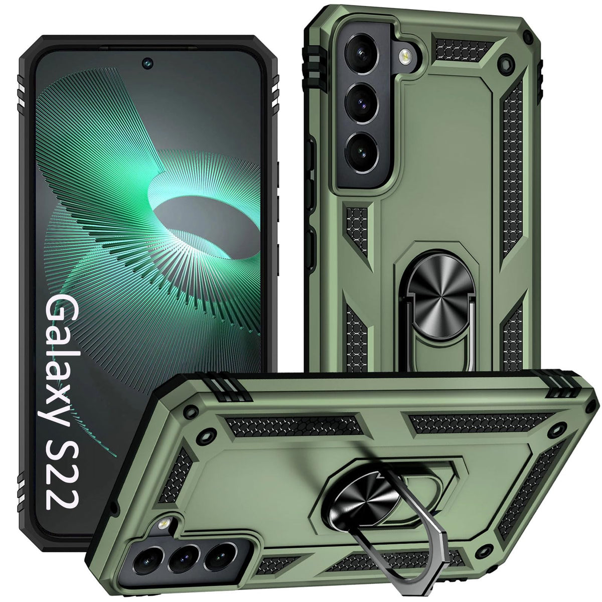 Addit Phone Case For Samsung S22 Case Samsung Galaxy S22 Phone Case, Military Grade, Heavy Duty, With Ring Holder Stand, Support