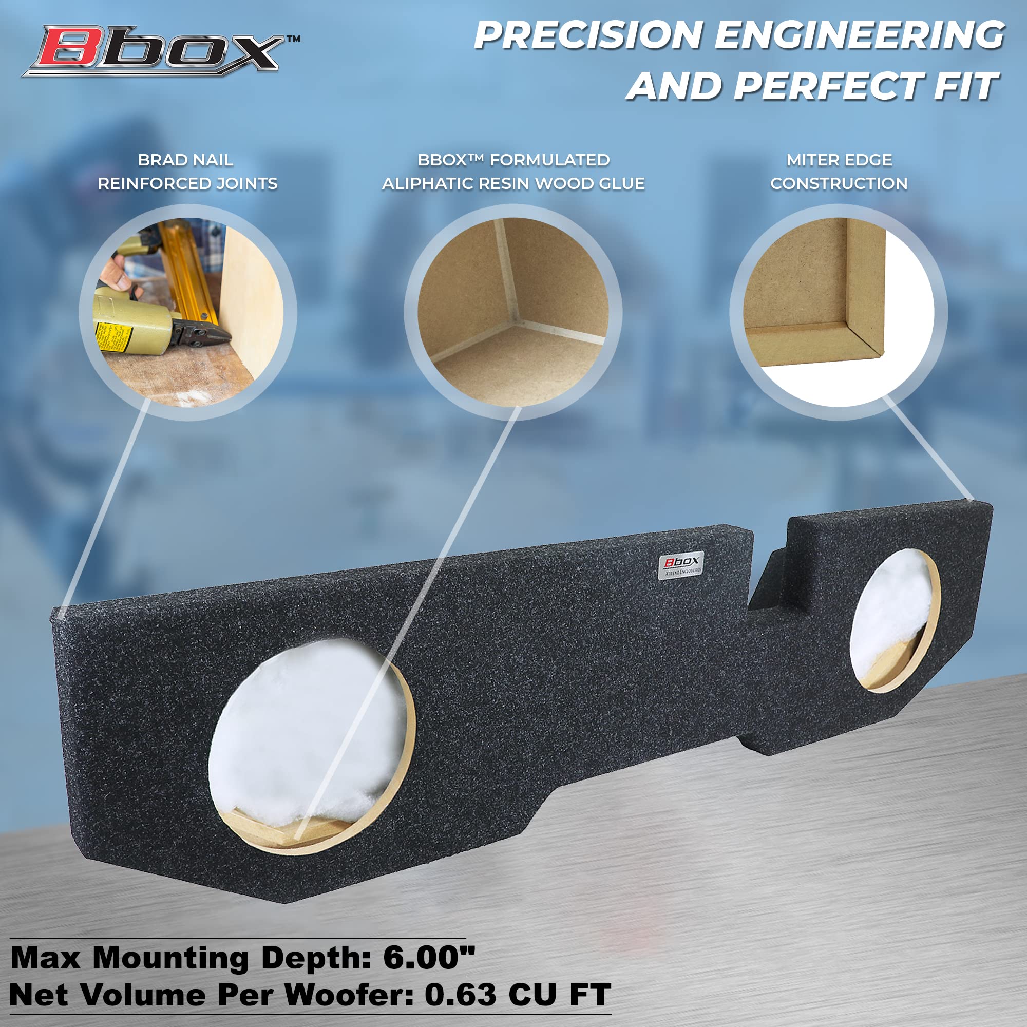 Bbox Dual 12 Inch Subwoofer Sealed Enclosure   Fits 2002   2018 Dodge Ram Quad Cab   Carpeted Car Subwoofer Boxes & Enclosures