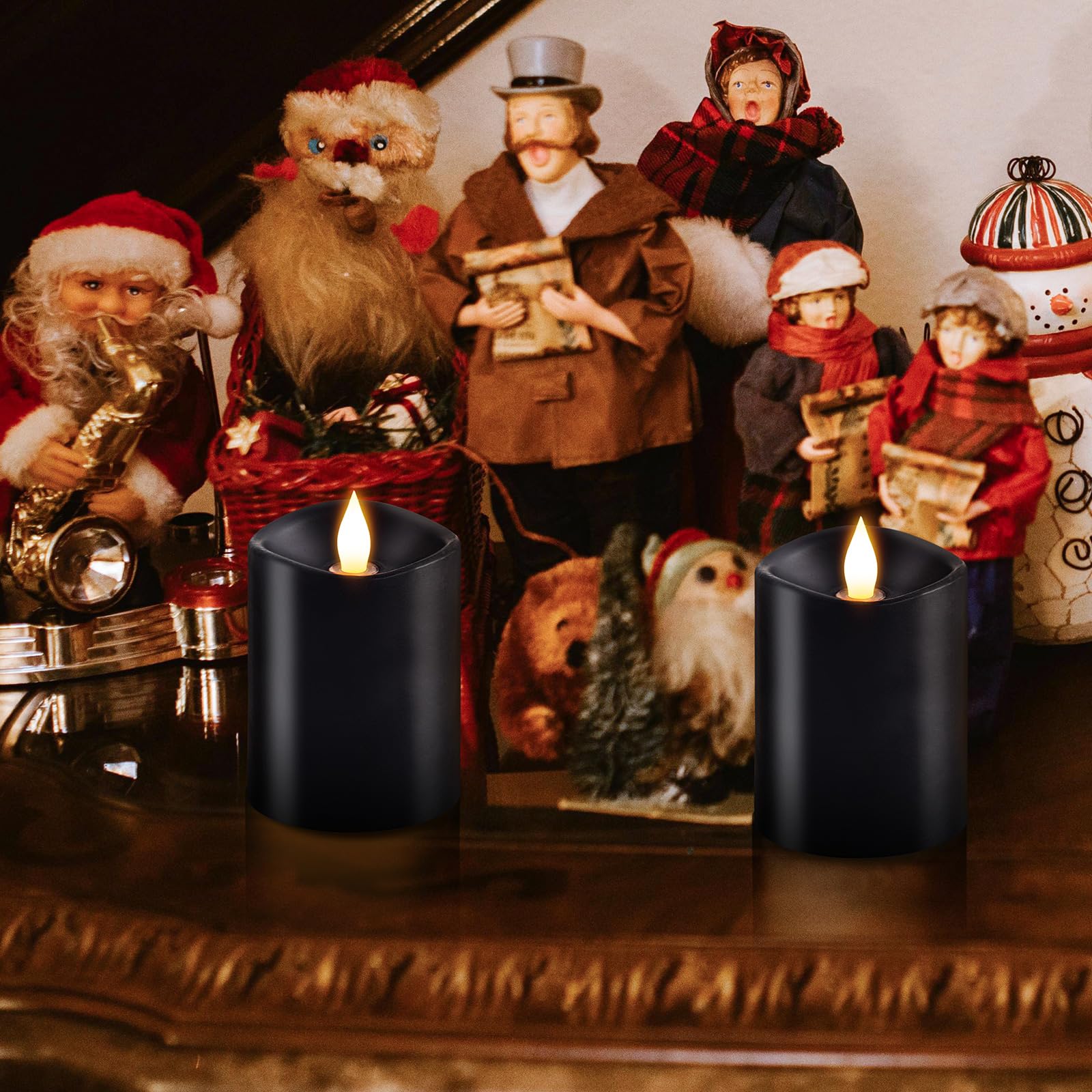 Milysoek 3X4 Flickering Flameless Candles Set Of 3,Real Wax Pillar Led Candles Flickering,With Timer,4 Inch Flameless Candles Wi