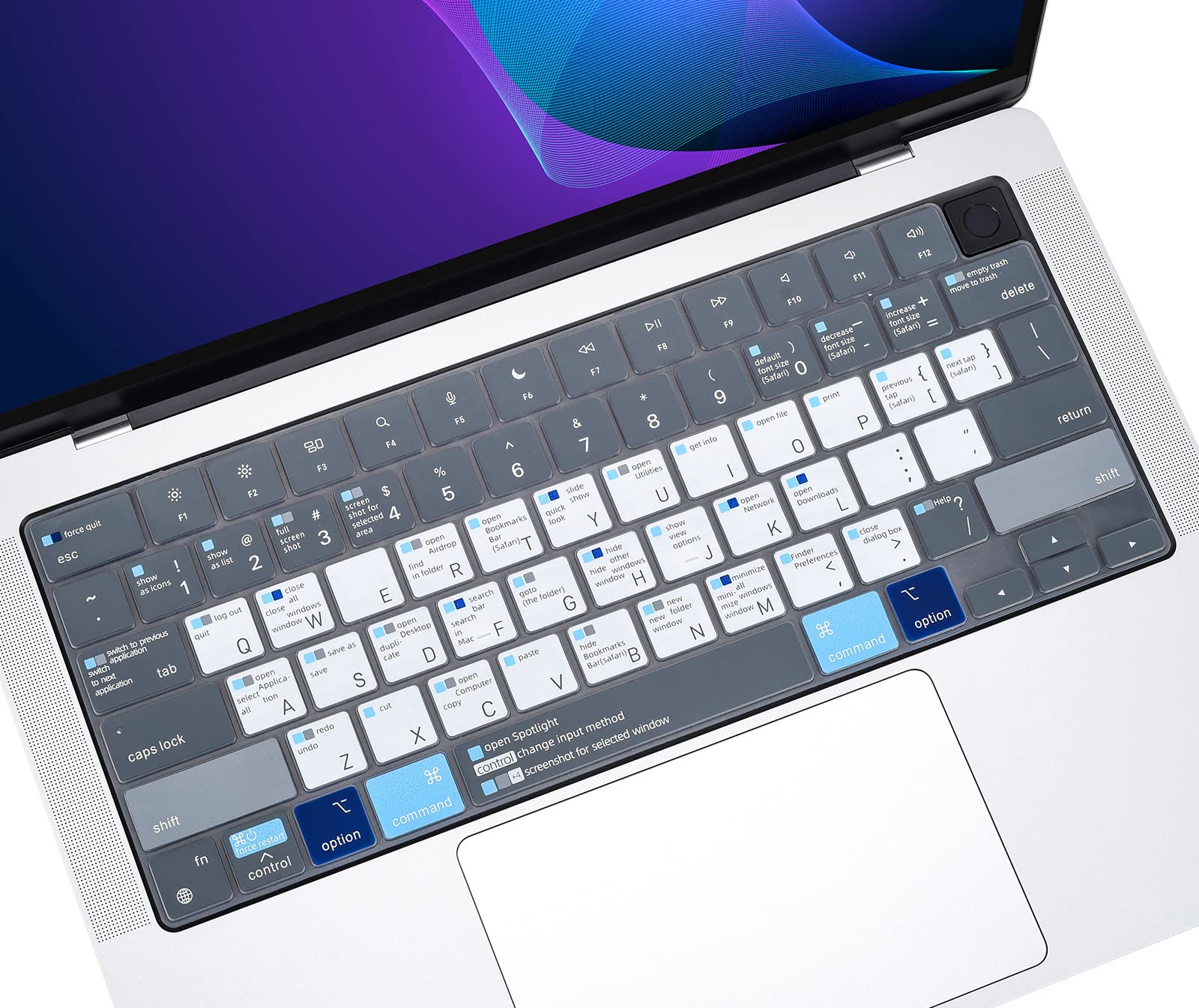 Keyboard Cover With Mac Os Shortcut Hot Keys For Apple Macbook Pro 14 Inch A2442 A2779 A2918 A2992 2021 2023/Pro 16 Inch A2991 A