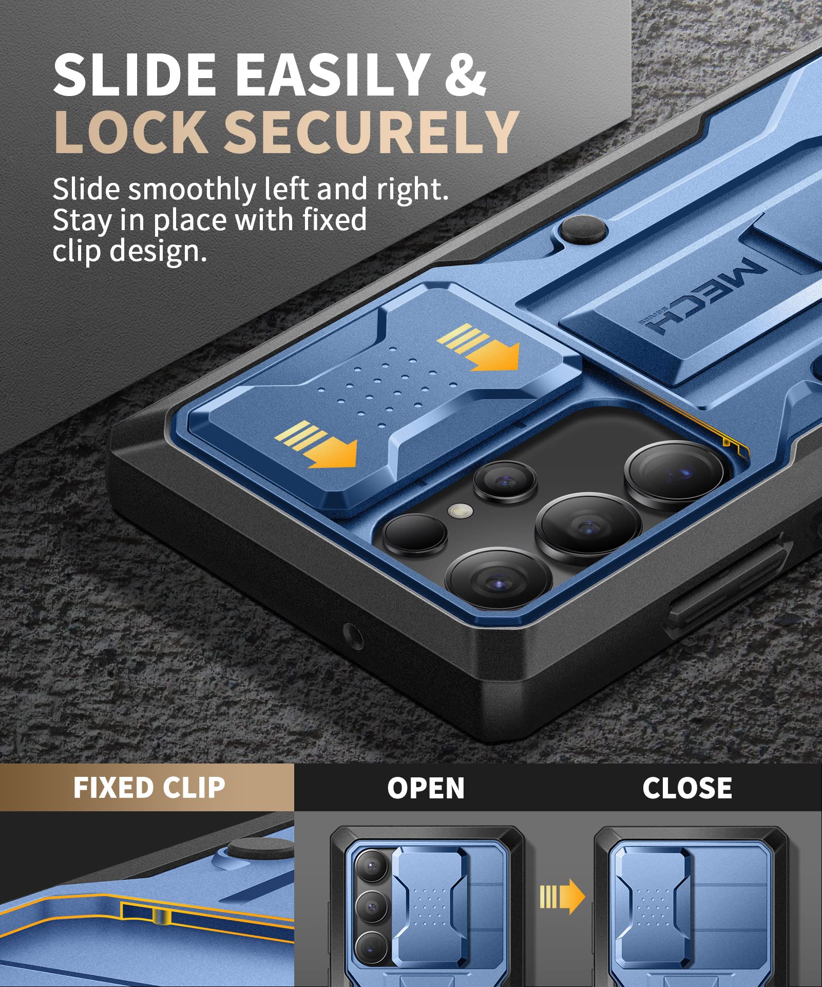 Tongate For Samsung Galaxy S23 Ultra Case, [Bulit In Slide Camera Cover & Screen Protector] [2 Front Frame] Military Grade Shock