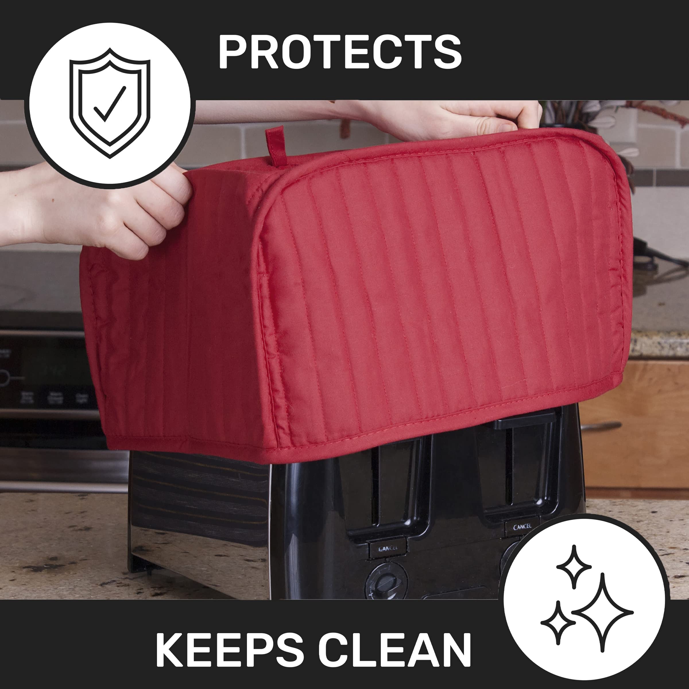 Ritz Premium Universal Four Slice Toaster Cover, 11.25'' X 7.25'' X 10.5'', Polyester And Cotton Quilted, Fingerprint Protector,