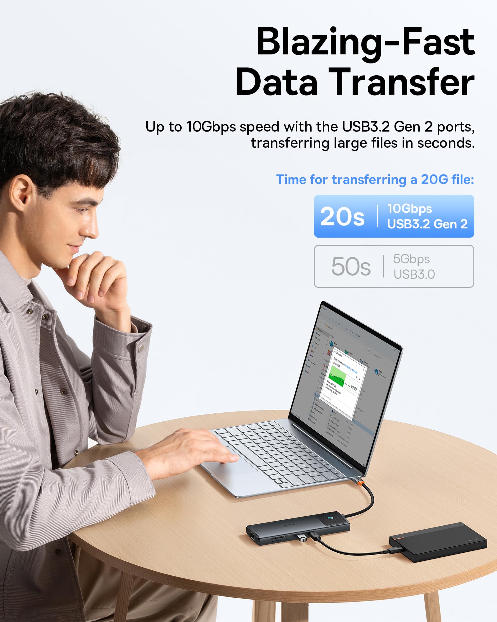 Baseus Docking Station Dual Monitor,10Gbps 10 In 1 Docking Station With 2 Hdmi Single 4K@120Hz, Dual 4K@ 60Hz,10Gbps Usb C And Usb A, Gigabit Ethernet, Pd 100W, Sd/Tf For Iphone 15/Mac/Dell/Hp/Lenovo