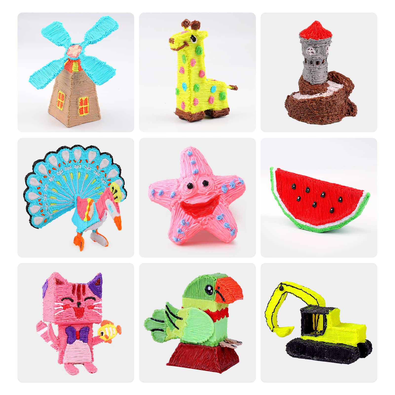 Dikale 3D Pen Filament 1.75Mm Pla Refills 40 Colors, Each Color 8 Meters(26 Feet), Total Length 320M(1050 Feet), 250 Stencils Eb