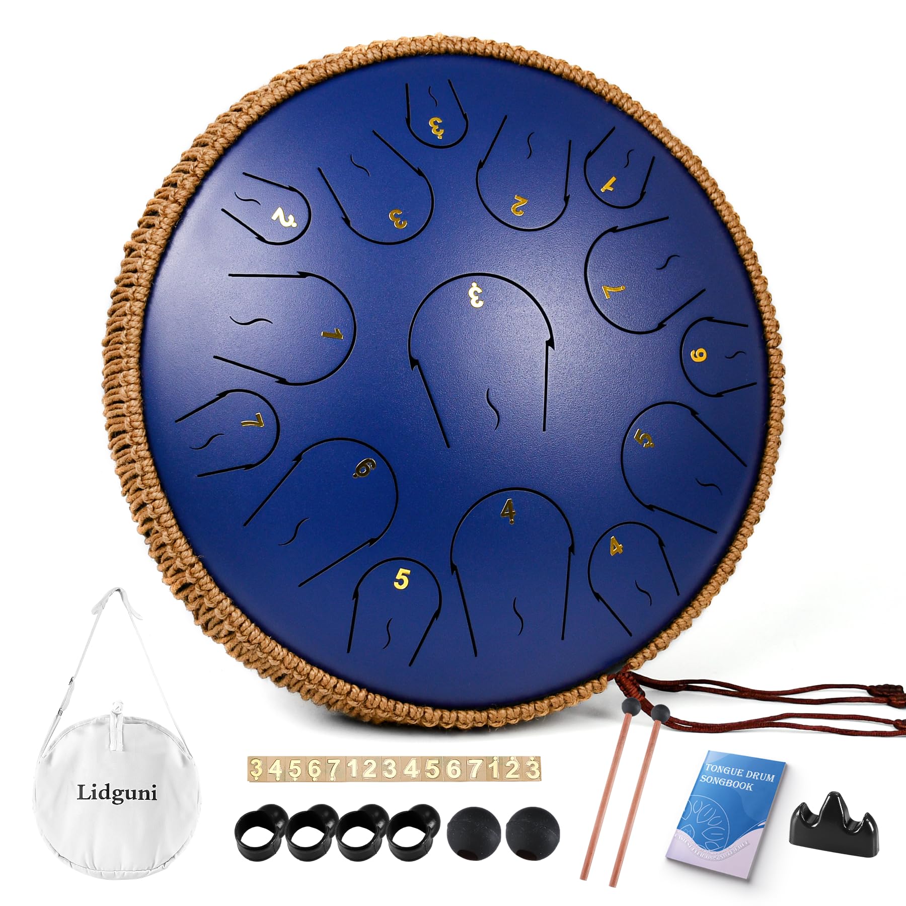 Steel Tongue Drum   14 Inches 15 Notes Tongue Drum   Hand Pan Drum With Music Book, Handpan Drum Mallets And Carry Bag, C Major