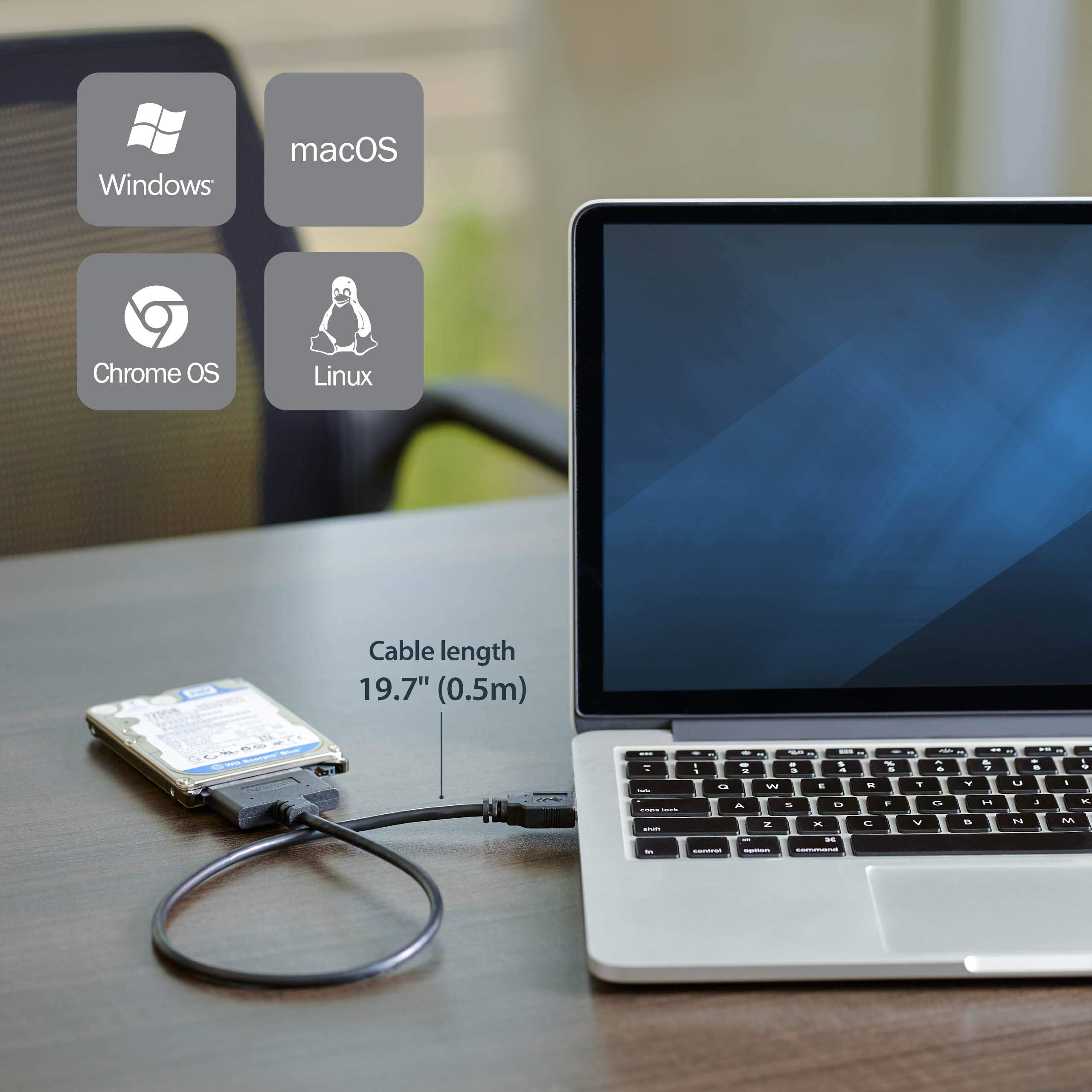 Startech.Com Sata To Usb Cable - Usb 3.0 To 2.5    Sata Iii Hard Drive Adapter - External Converter For Ssd/Hdd Data Transfer (U