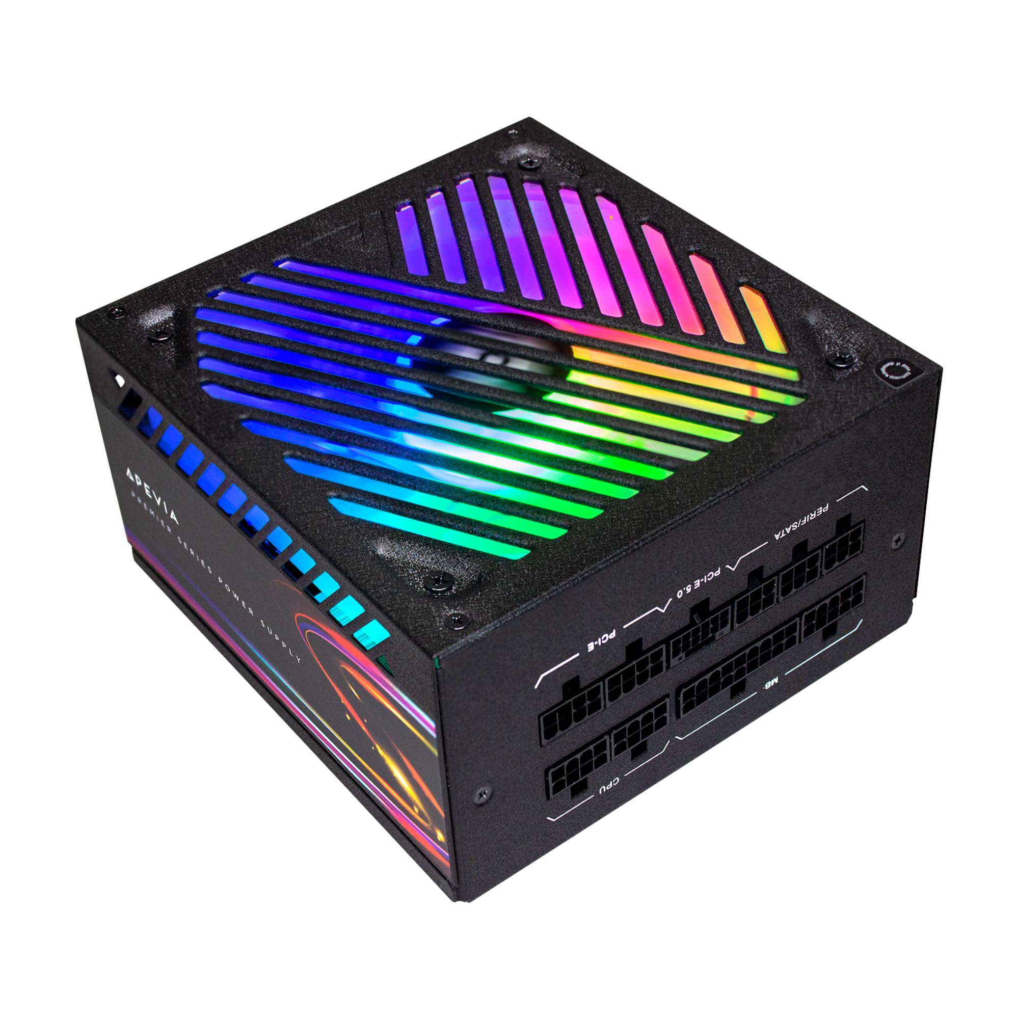 Apevia Atx Pm1200W Premier 1200W Fully Modular 80+ Gold Certified, Pcie 5.0 & Atx 3.0 Ready Active Pfc Atx Rgb Gaming Power Supp