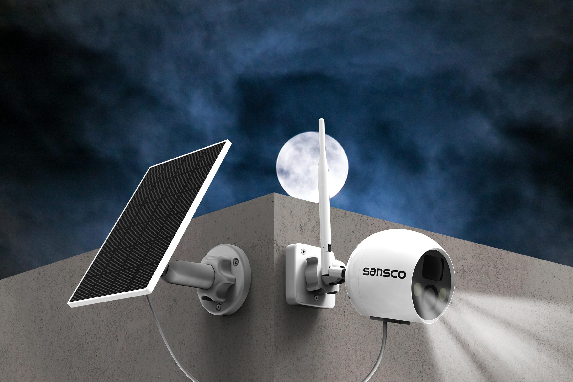 Sansco Solar Security Cameras System Outdoor, 10Ch Nvr Wireless Recorder With 500Gb Hdd, 4X 4Mp Wifi Ip Surveillance Camera   No