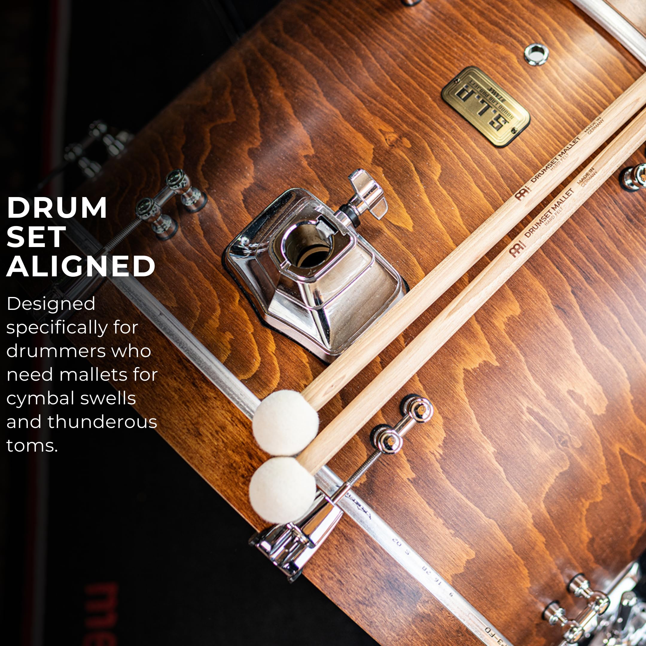 Meinl Stick & Brush Drum Set Mallets With Hard Felt Head & 5A American Hickory Handle Made In Germany (Sb402)