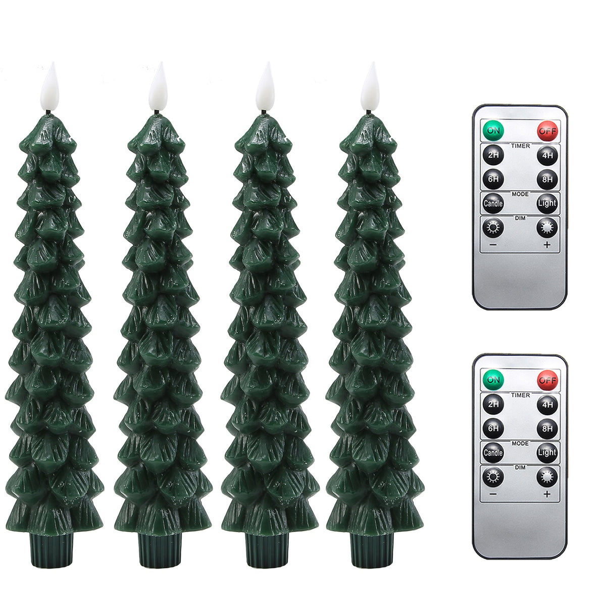 Fo32Won Led Flameless Taper Candles Battery Operated With Remote And Timer, Set Of 4 Christmas Real Wax Window Candlesticks With