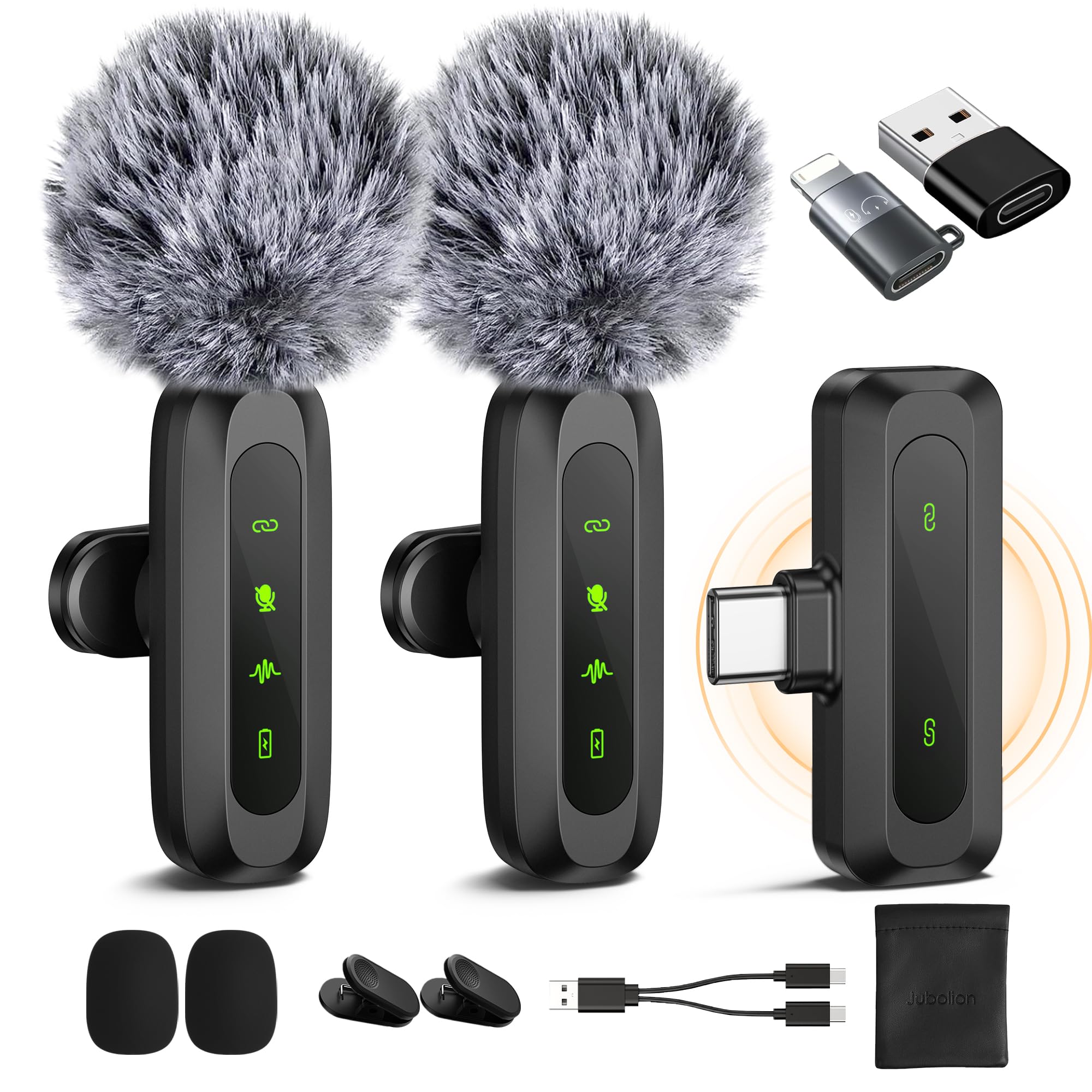 Jubolion Wireless Lavalier Microphone For Iphone, Ipad, Android   100Ft Transmission, 360 Omnidirectional Hd High Sensitivity Mi