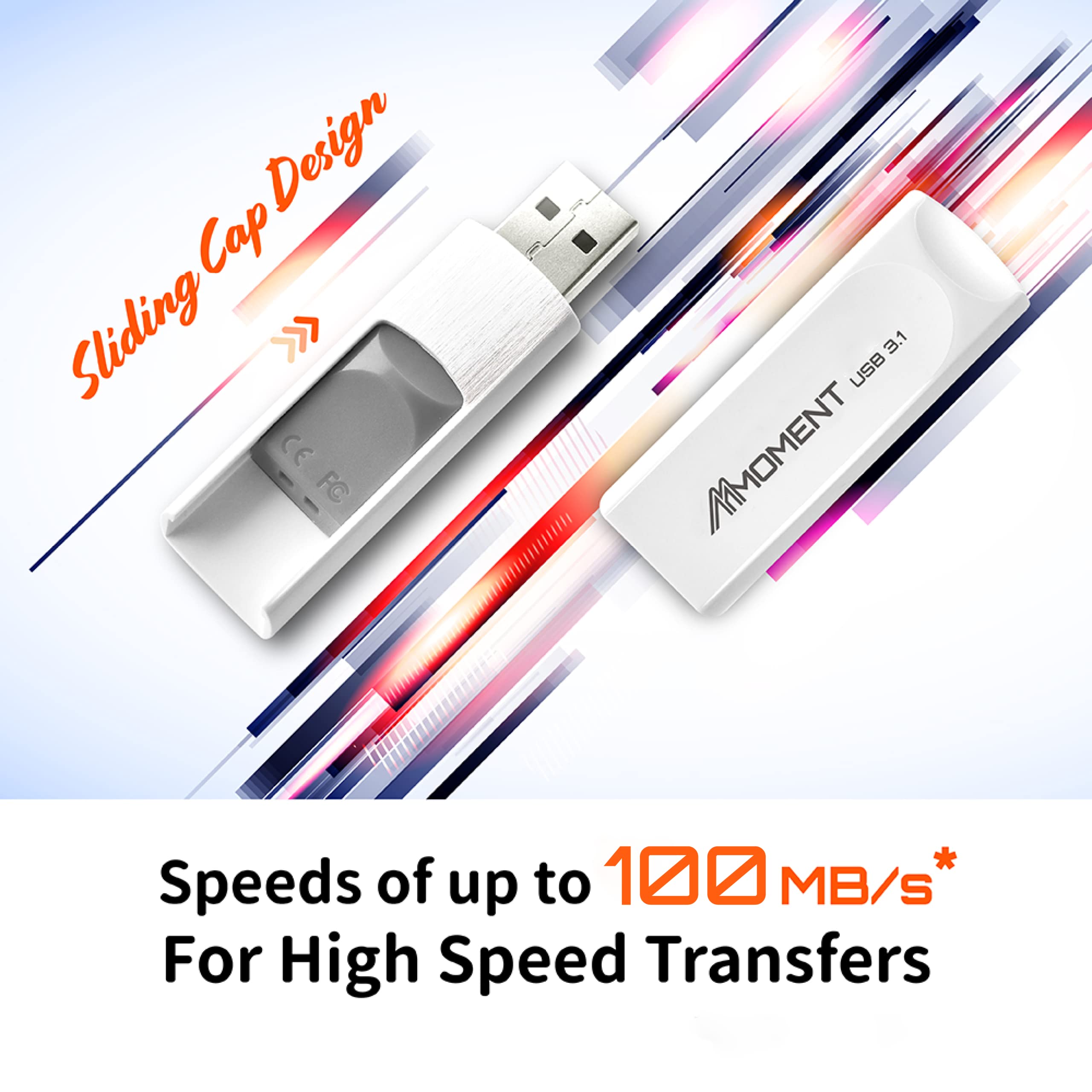 Mmoment Mu39 128Gb Usb 3.1 Gen1 Flash Drive, Read Speed Up To 100Mb/S, Retractable Design Thumb Drive