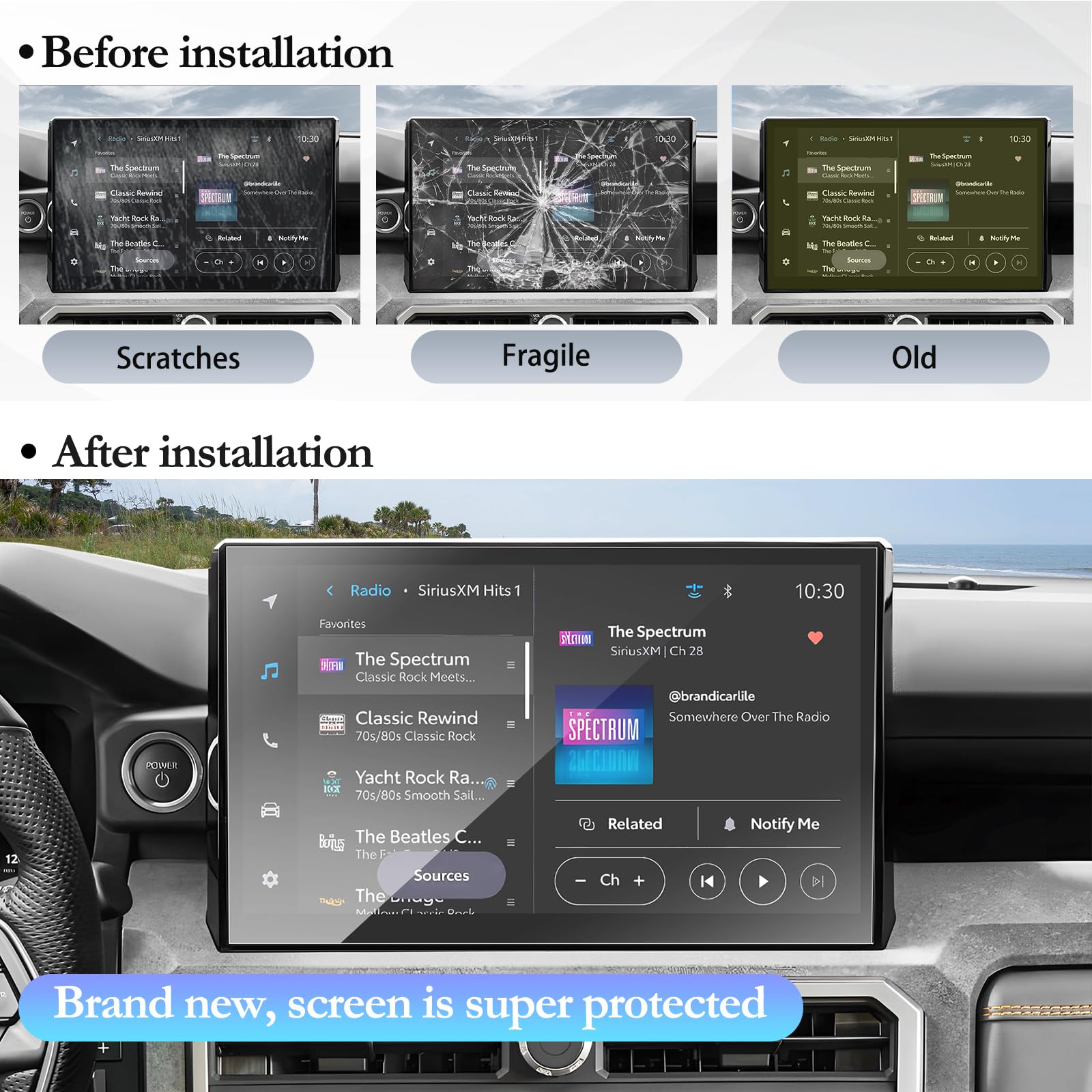 Sktu 2Pcs For 2024 2025 Toyota Tacoma Accessories Screen Protector For 2024 2025 Toyota Tacoma Limited/Trailhunter/Trd Pro 14 Inch Multimedia Touchscreen 2024 2025 Tacoma High Clarity Anti Scratch