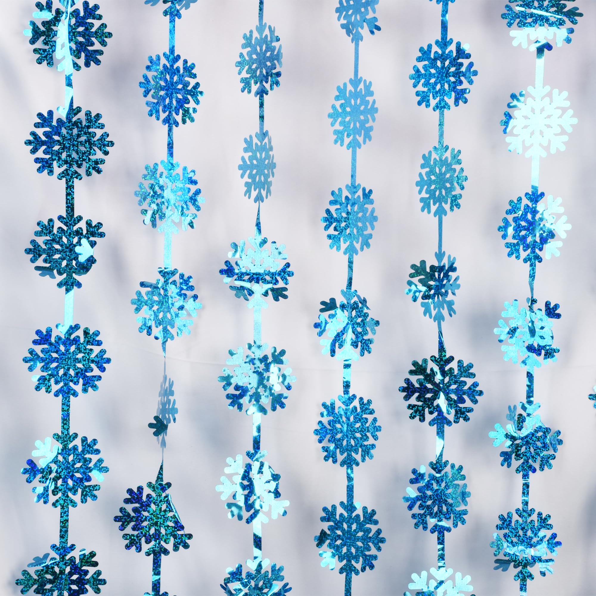 Braveshine Blue Party Snowflake Backdrop   2 Pack Hanging Foil Fringe Snow Flakes Party Streamers Curtain For Christmas Winter T