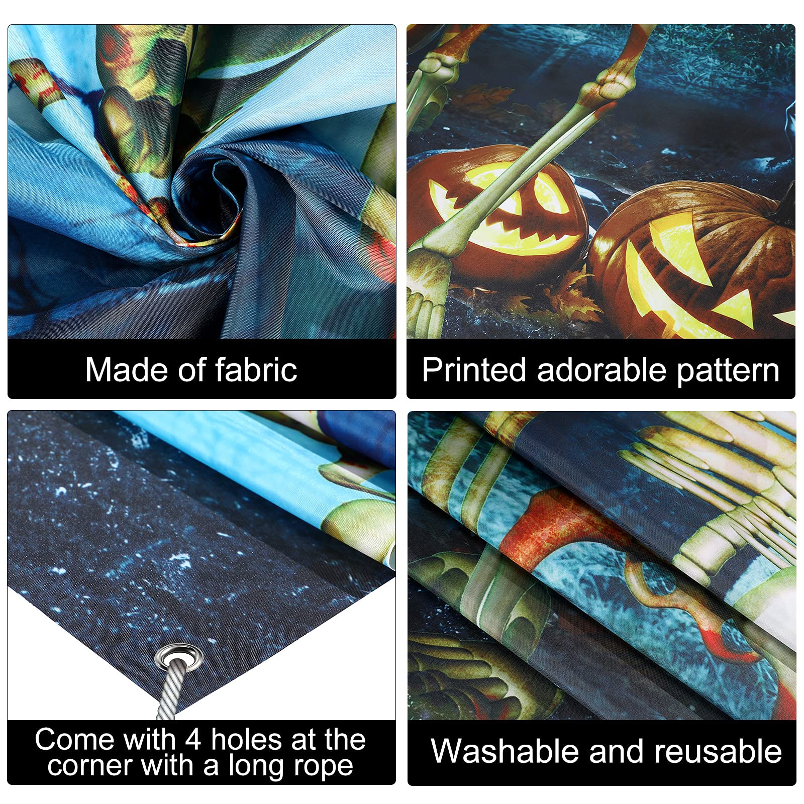 Skeleton Photo Prop Backdrop - Halloween Skull Photography Background, 70.9 X 35.4 Inches