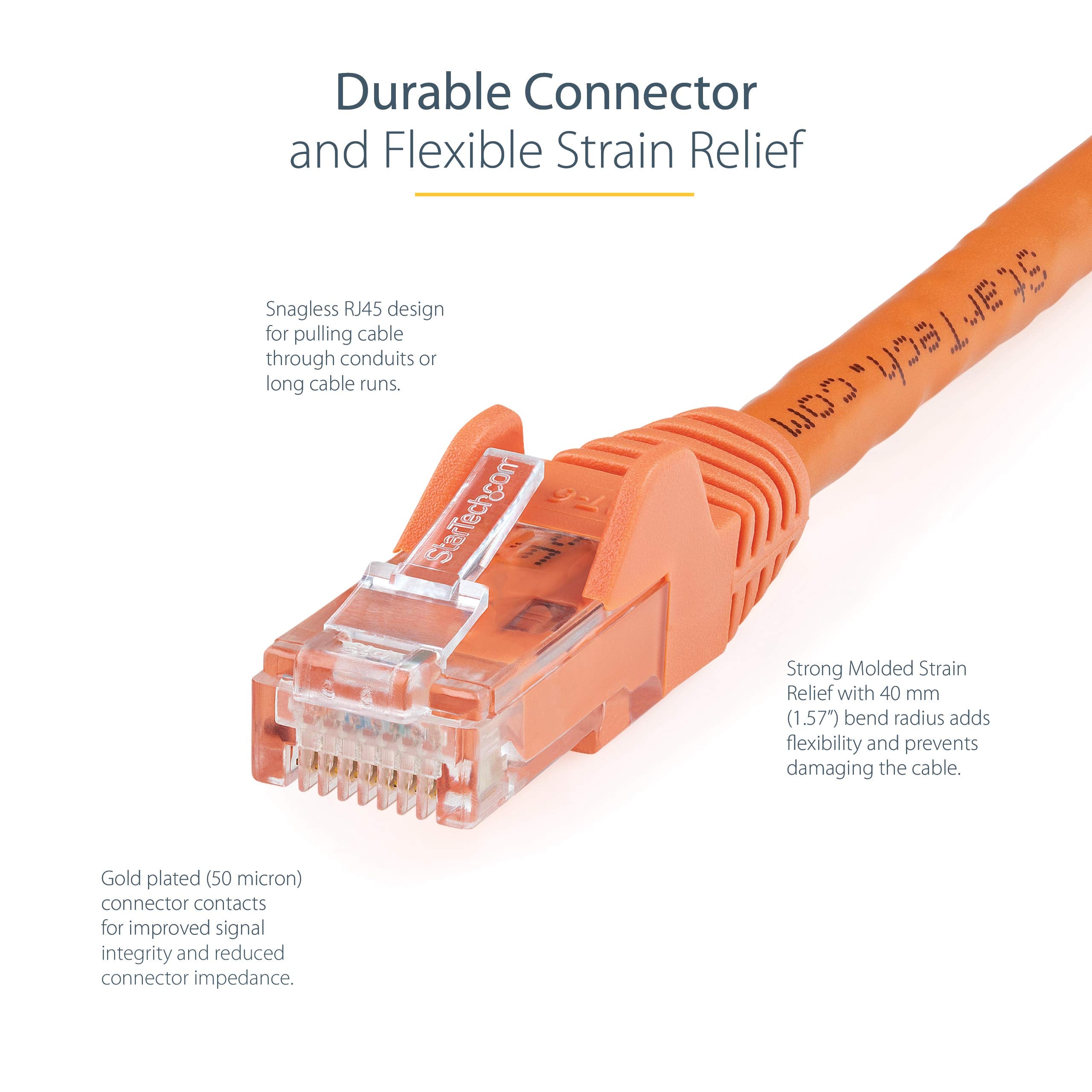 Startech.Com 35Ft Cat6 Ethernet Cable   Orange Cat 6 Gigabit Ethernet Wire  650Mhz 100W Poe Rj45 Utp Network/Patch Cord Snagless