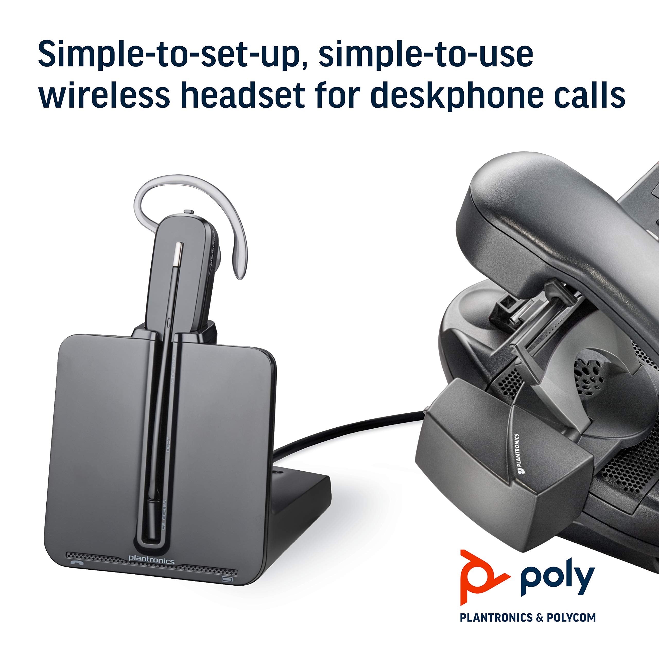 Plantronics   Cs540 Wireless Dect Headset (Poly)   Single Ear (Mono) Convertible (3 Wearing Styles)   Connects To Desk Phone   N