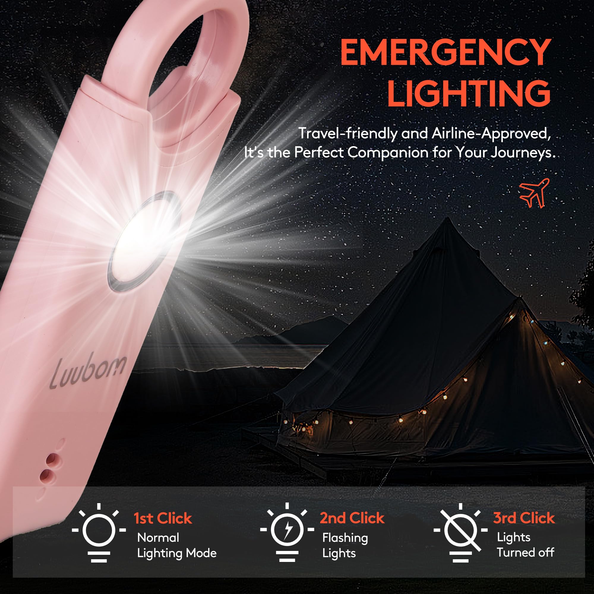 Luubom Personal Safety Alarm Rechargeable, 135 Db Loud Siren With Led Strobe Light And Key Chain In Pop Colors For Women Kids El