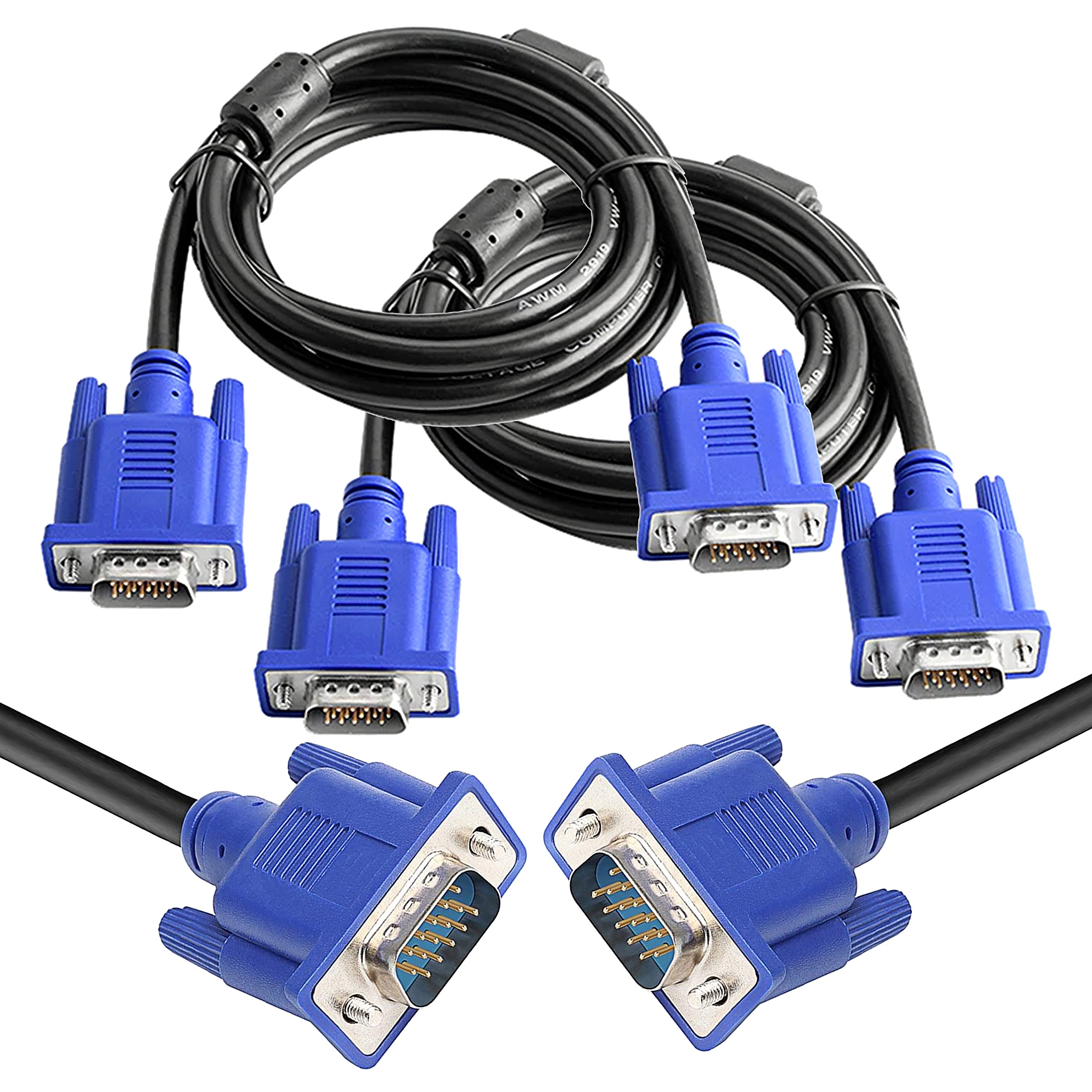 Saitech It 2 Pack 15 Pin Vga To Vga Monitor Cable, Male To Male Vga Cable For Tv Pc Computer Monitor Laptop Projector   3 Feet