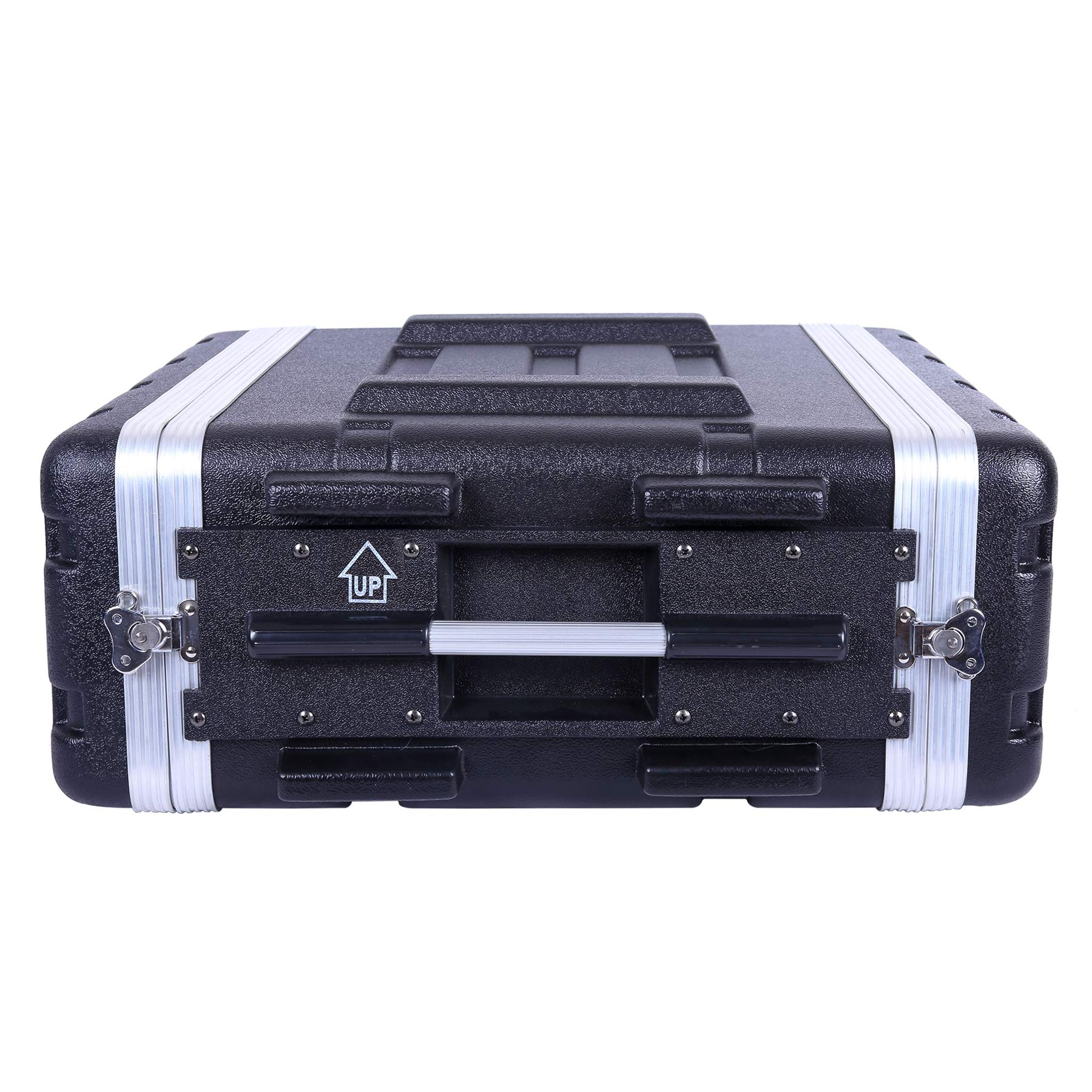 Crossrock Stackable 4U Rack Case, Standard 19.25    Depth, Polyethylene Hard-Shell Construction With Heavy Duty Hardware-Black(C