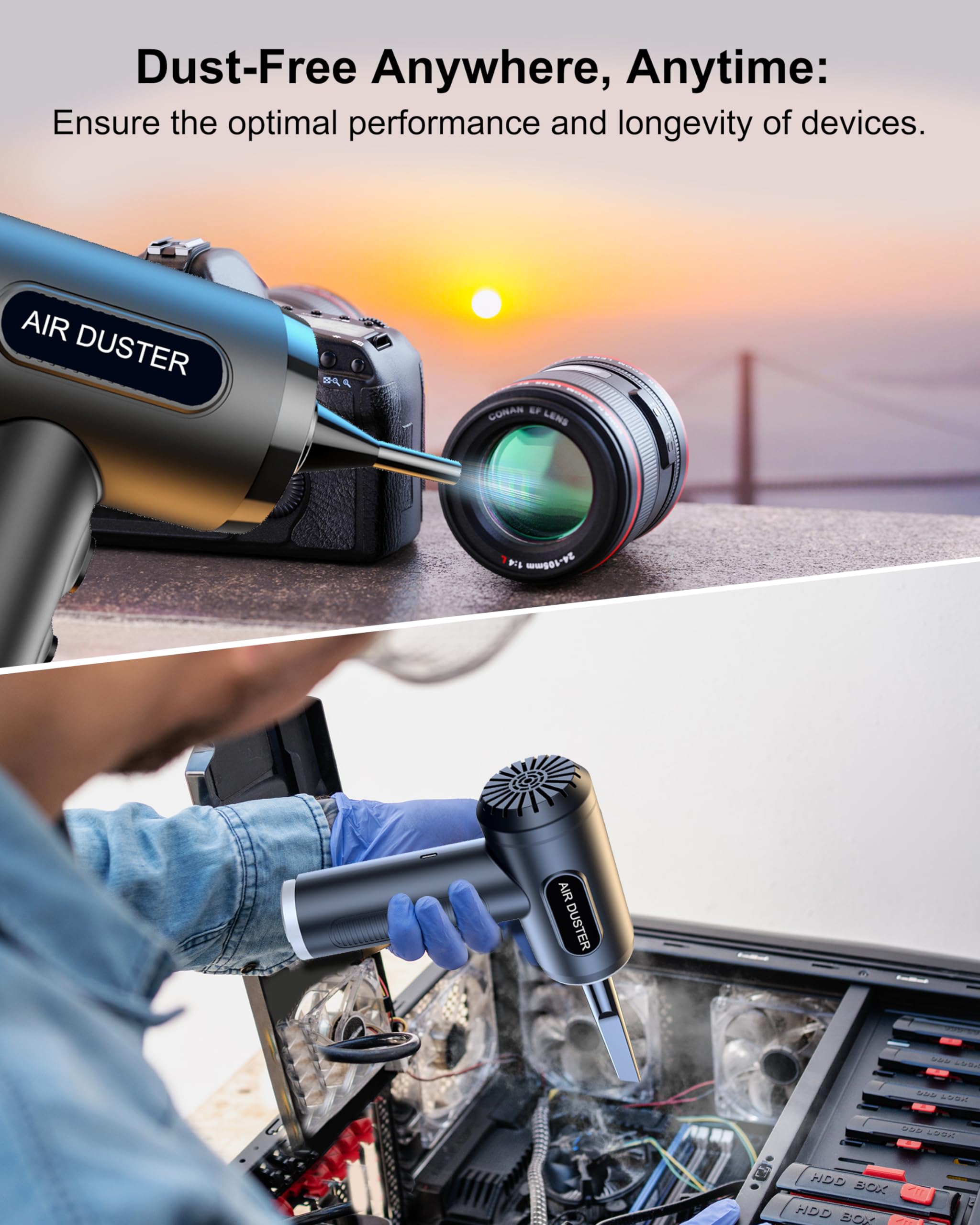 Lihan Compressed Air Duster,Dust Cleaner For Car,Computer,Keyboard,Camera,Desk,Laptop,Mini Electric Blower For Yoga Ball,Balloon,Air Bed.