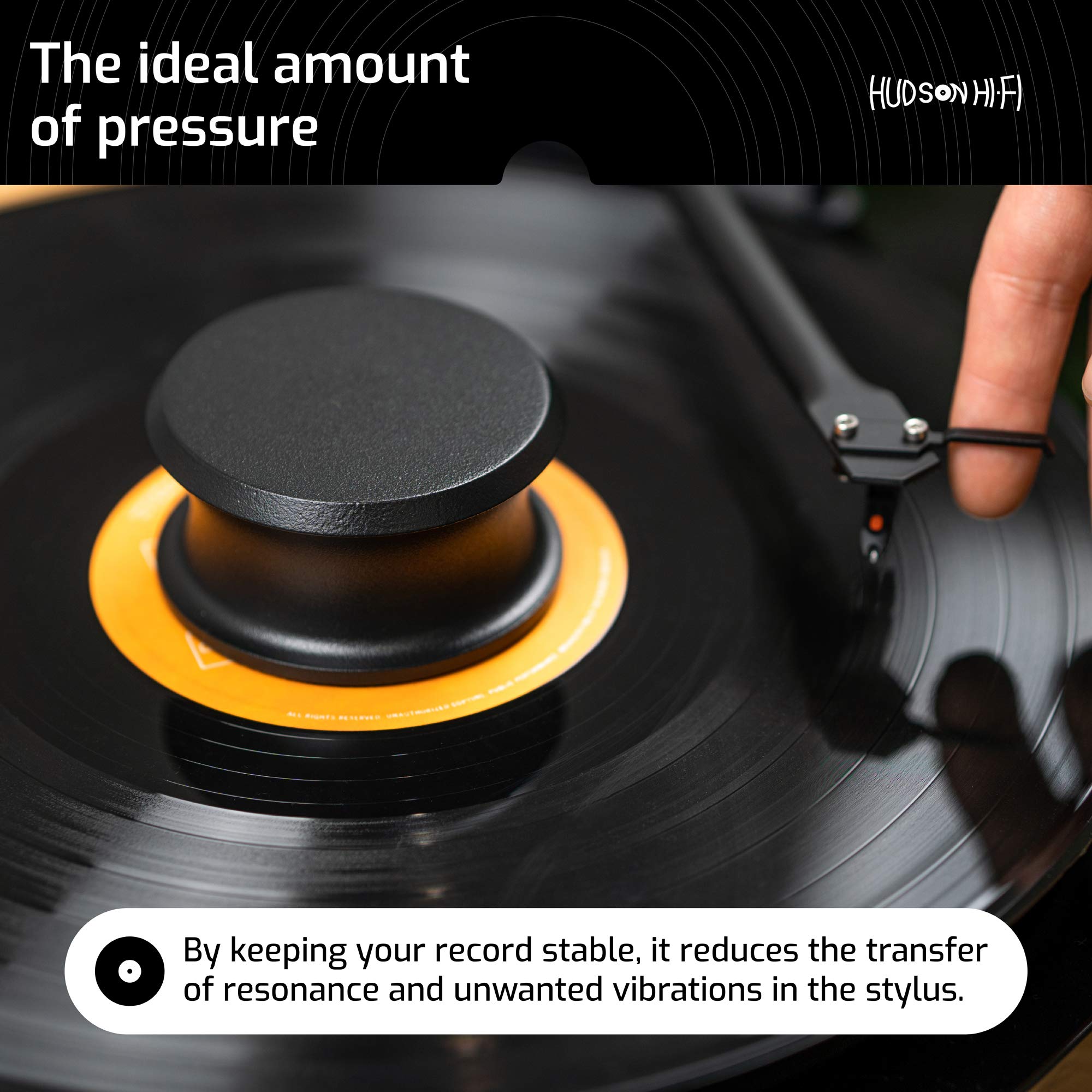 Hudson Hi Fi Bigben Record Weight Stabilizer With Protective Leather Pad   13 Ounce Vinyl Weight   Solid Steel Turntable Weight