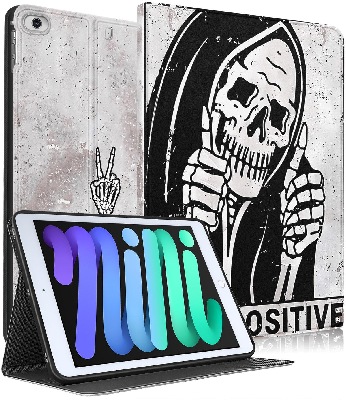 Uppuppy Ipad Mini Case, Durable Pu Leather Cover For Ipad Mini 1/2/3/4/5, Skeleton Like Design, Auto Sleep/Wake, Adjustable Angl