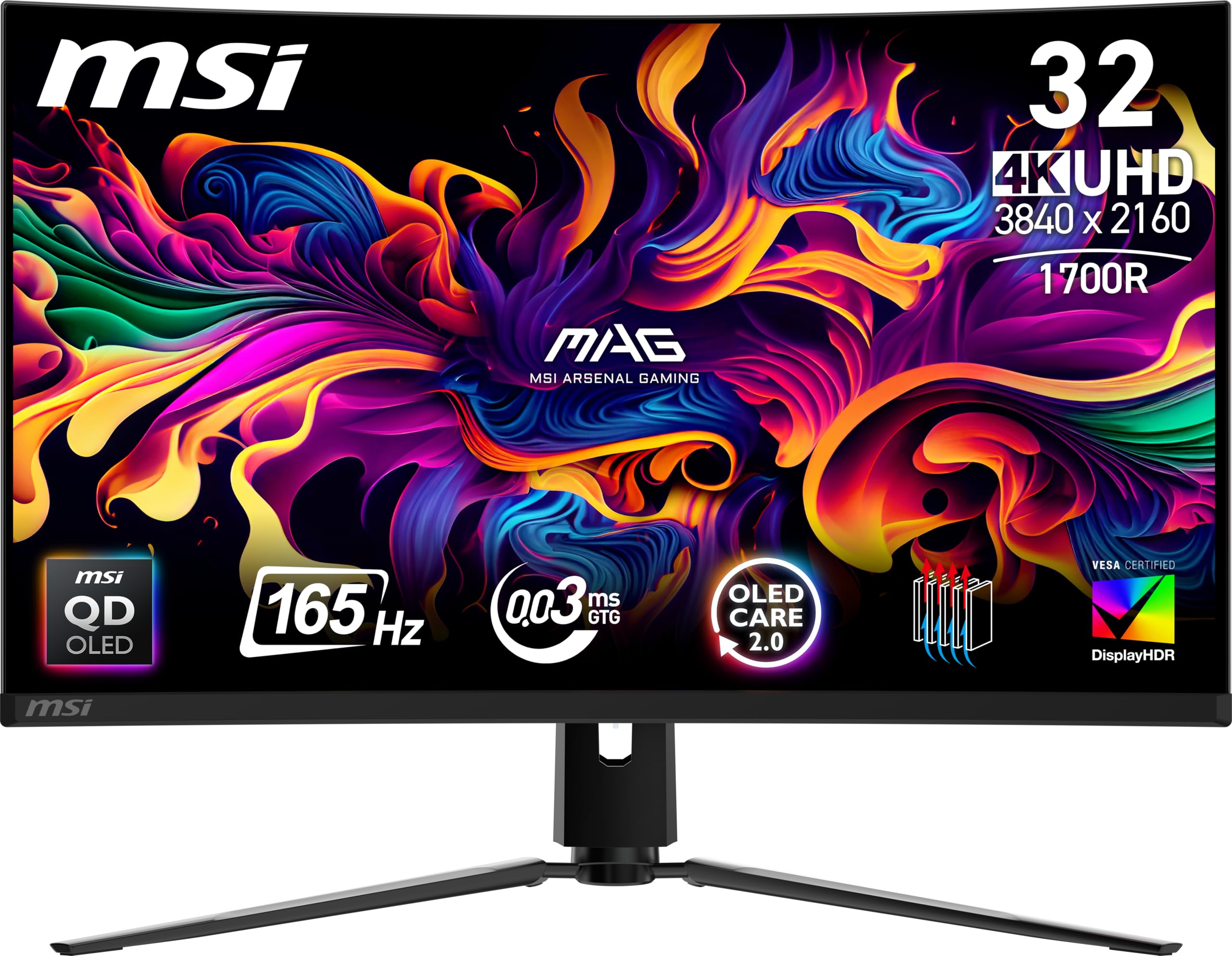 Msi Mag 321Cup Qd-Oled 32 Class 4K Uhd Curved Screen Rugged Gaming Oled Monitor - 16:9 - Black