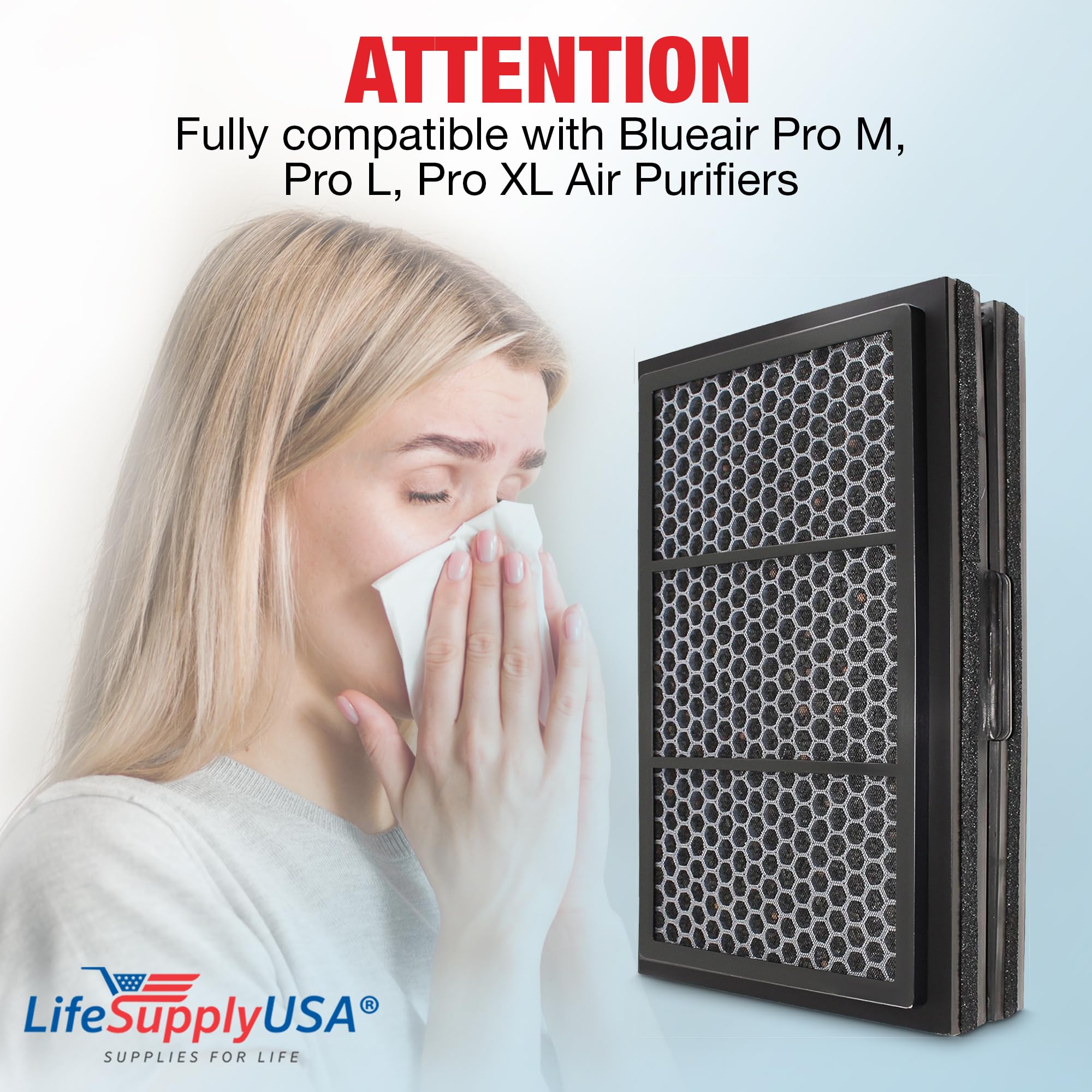 Lifesupplyusa Activated Carbon Folding Filter Compatible With Blueair Pro M, Pro L, Pro Xl Air Purifiers