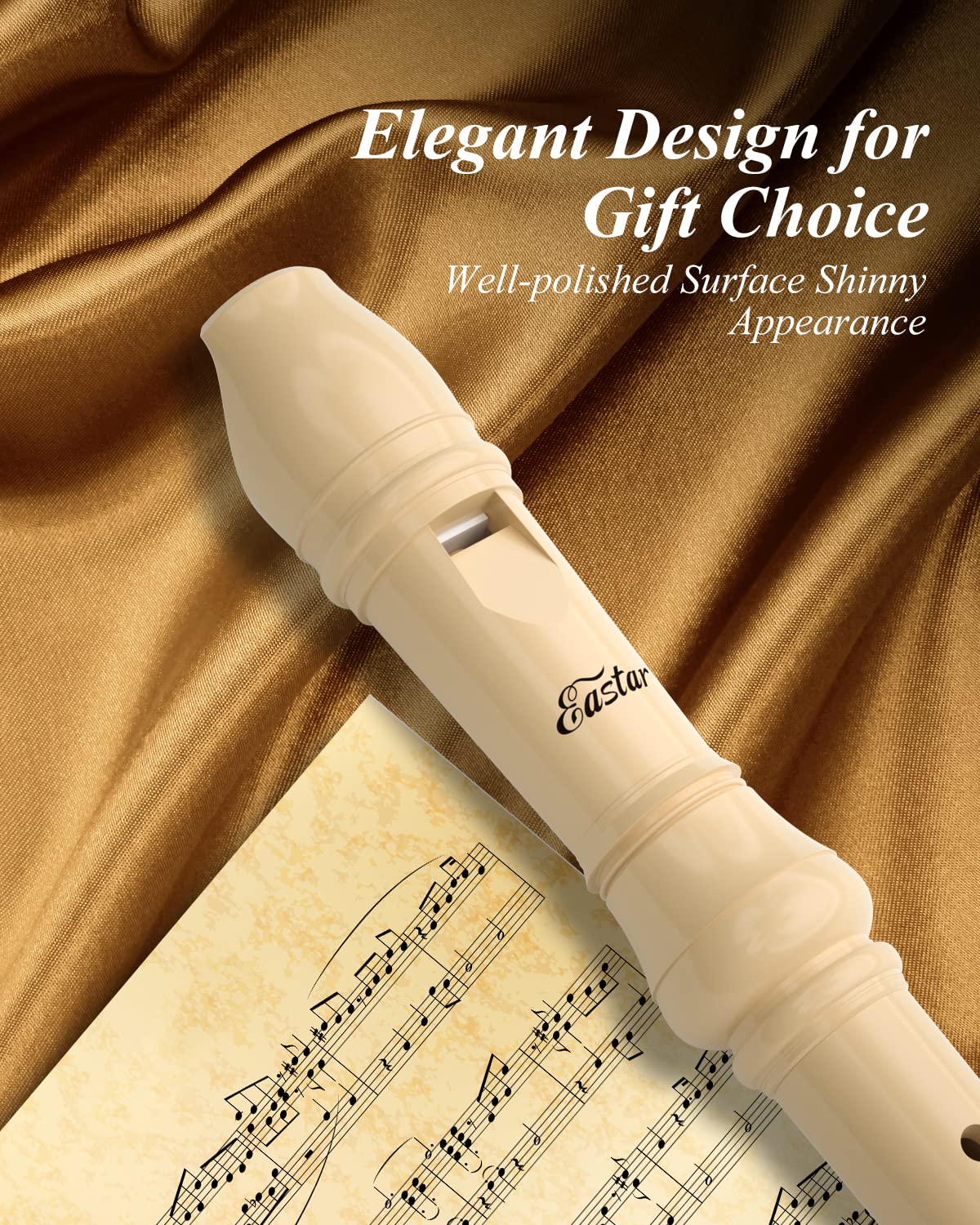 Eastar Soprano Recorder Instrument For Kids Beginner, Baroque Fingering C Key Recorder Instrument 3 Piece With Cleaning Kit, Thu