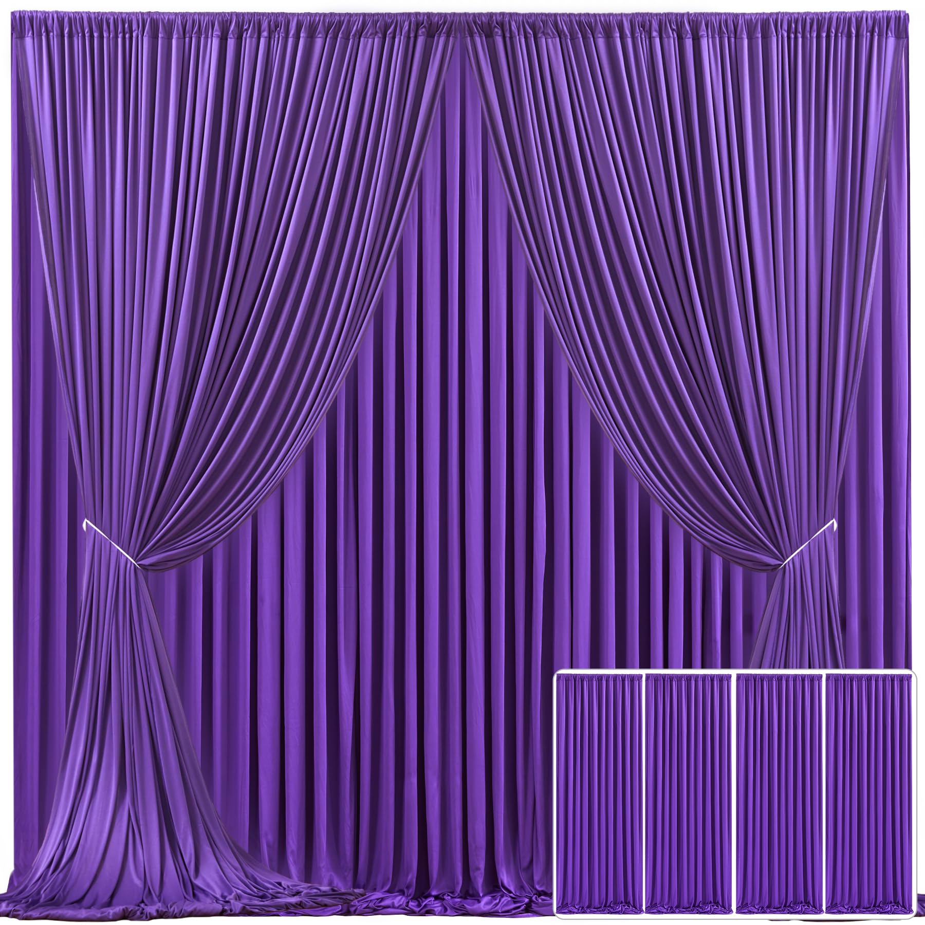 4 Panels Purple Backdrop Curtain For Parties Wedding Wrinkle Free Purple Photo Curtains Backdrop Drapes Fabric Decoration For Bi