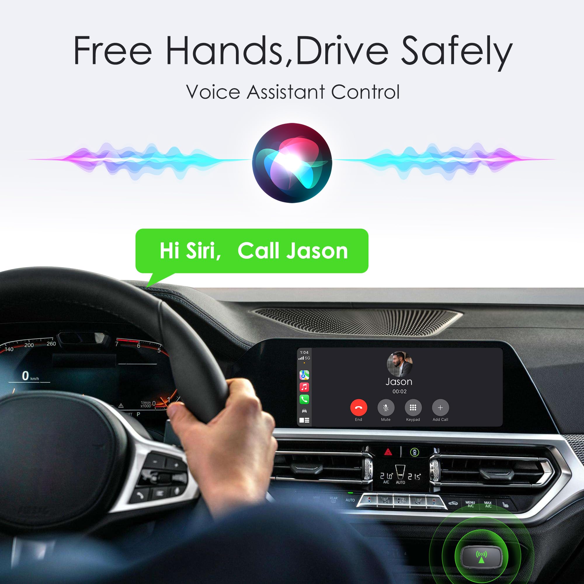 Wireless Carplay Adapter For Apple Iphone 2025 Upgraded Mini Bluetooth Carplay Wireless Adapter,Dongle Convert Wired To Wireless