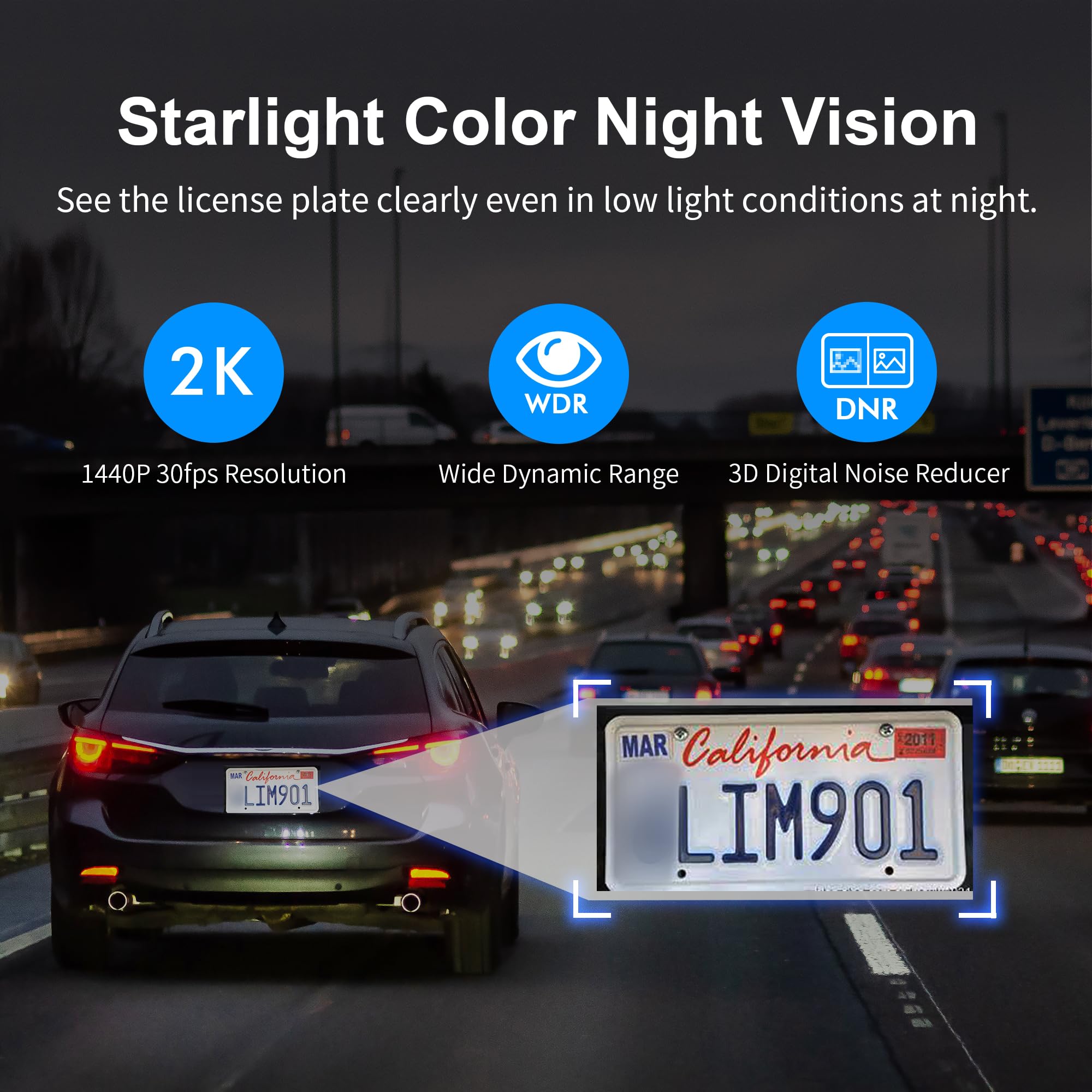 Kawa Dash Cam 2K, Wifi Dash Camera For Cars 1440P With Hand Free Voice Control, Night Vision, Mini Hidden Dashcam Front, Emergen