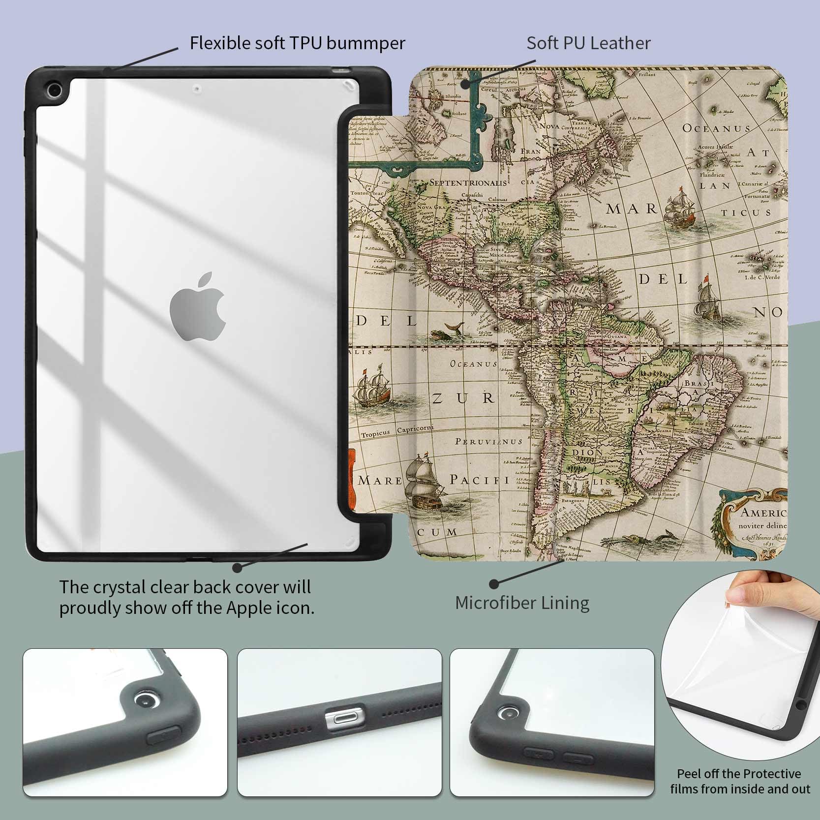 Trizoanic Case For Ipad 9Th/8Th/7Th Generation,Ipad 10.2 Inch Case Clear Back Ipad 2021/2020/2019 Cover,Trifold Stand,Pencil Hol