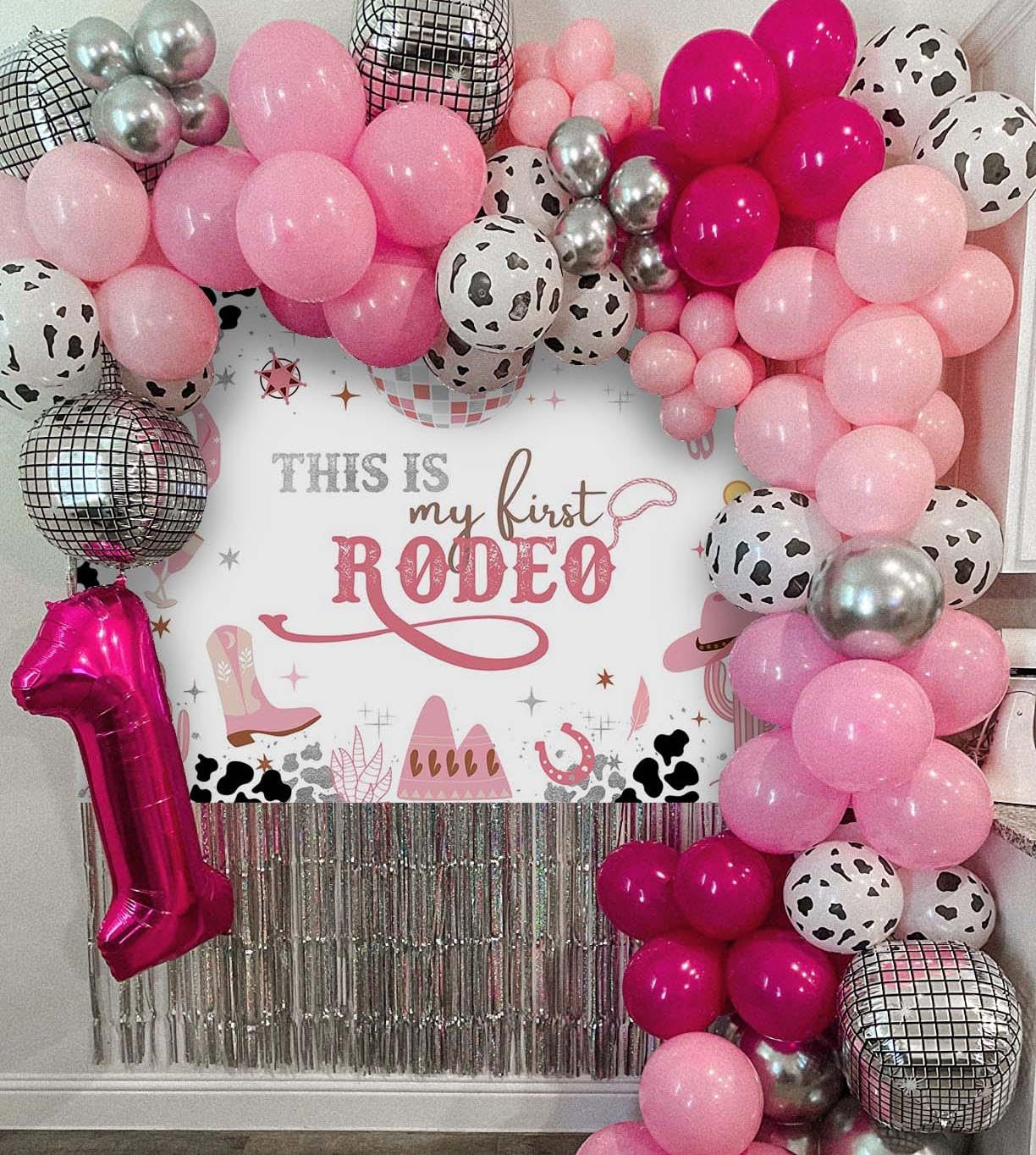 Mocsicka Cowgirl First Birthday Backdrop Girls My First Rodeo Pink Western 1St Birthday Party Decorations Mexican Cactus This Is