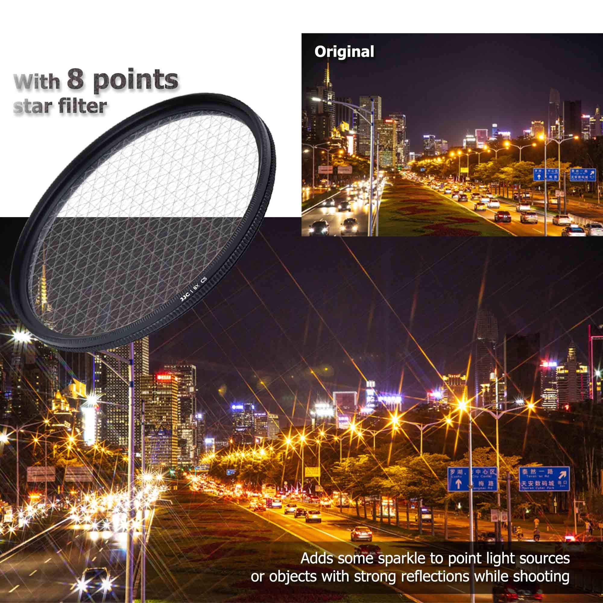 JJC 77mm Variable Star Filter Kit Cross Screen Starburst Optical Glass