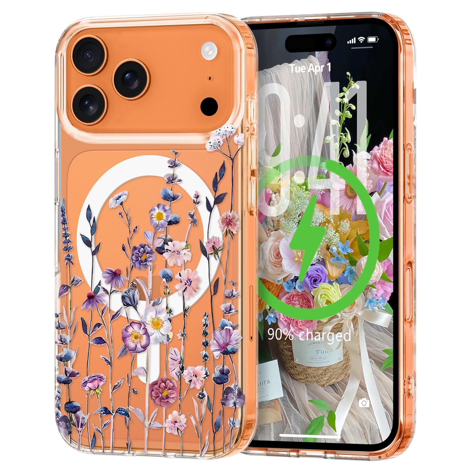 L-FADNUT for iPhone 17 Pro Max Case [Compatible with Magsafe], Cute Flower Girls Women Clear Cover Silicone Shockproof Protectiv