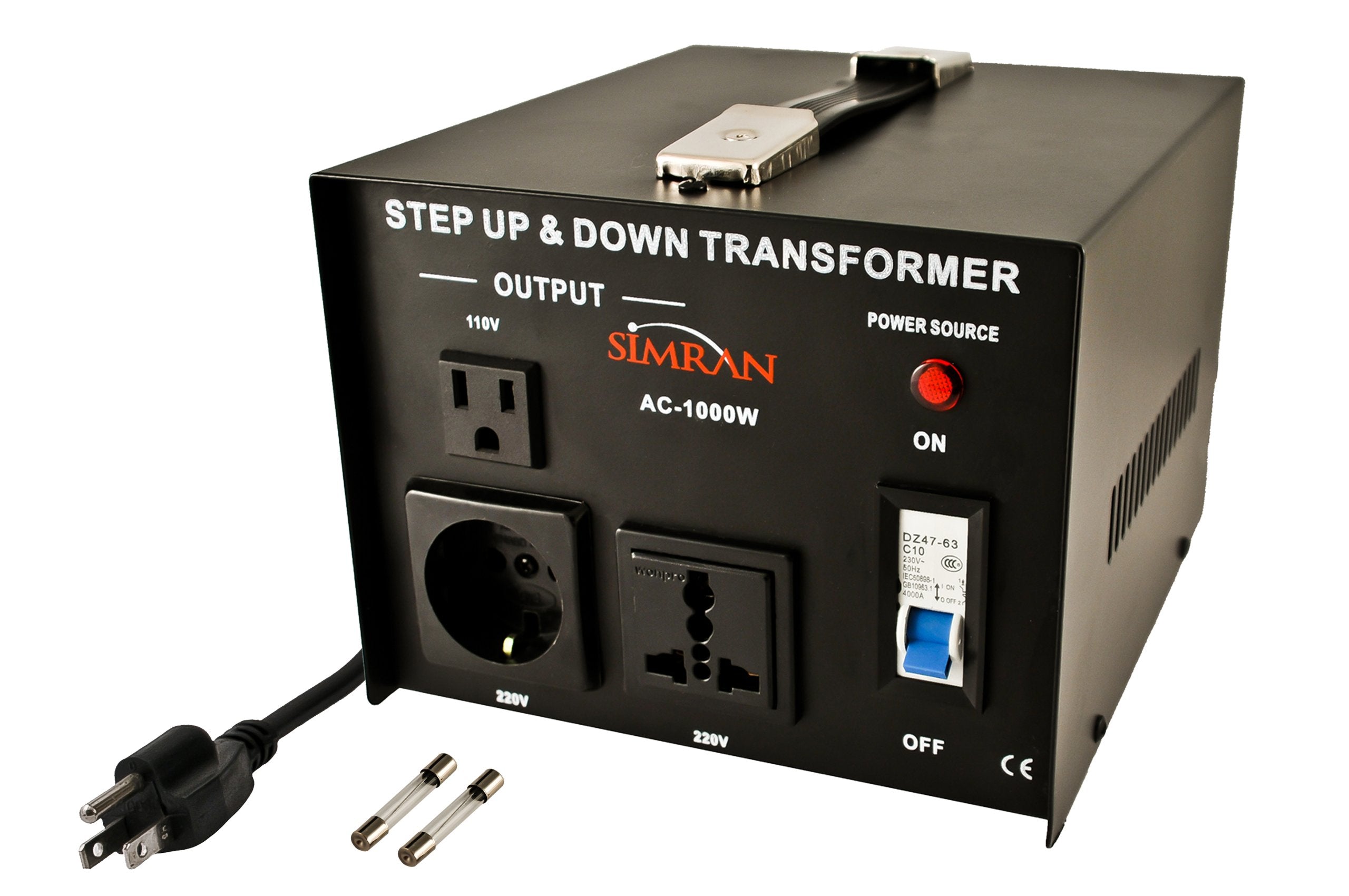 Simran Ac 1000 Voltage Power Converter 110V 220V 240V Step Up Down Transformer Worldwide Use,1000 Watt, Black