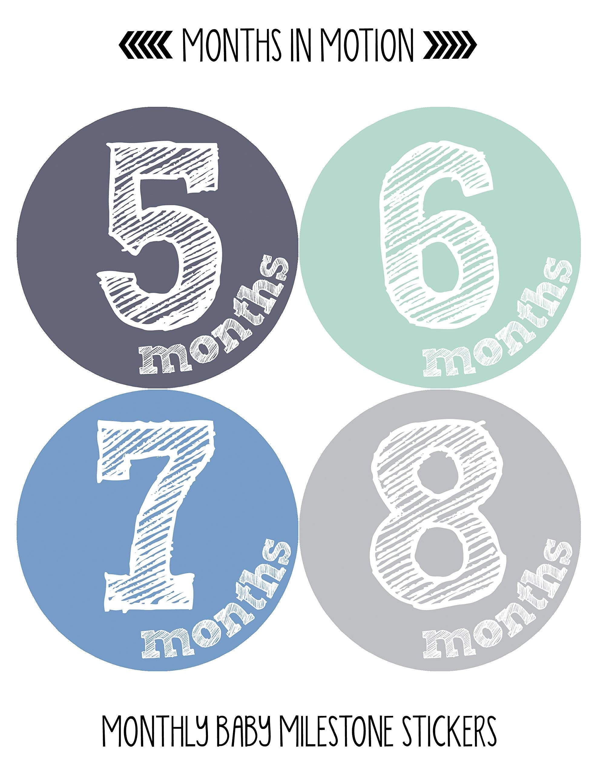 Months In Motion Monthly Label For Boy   Milestone Sticker   12 Month Baby Month Infant First Year   Belly Stickers