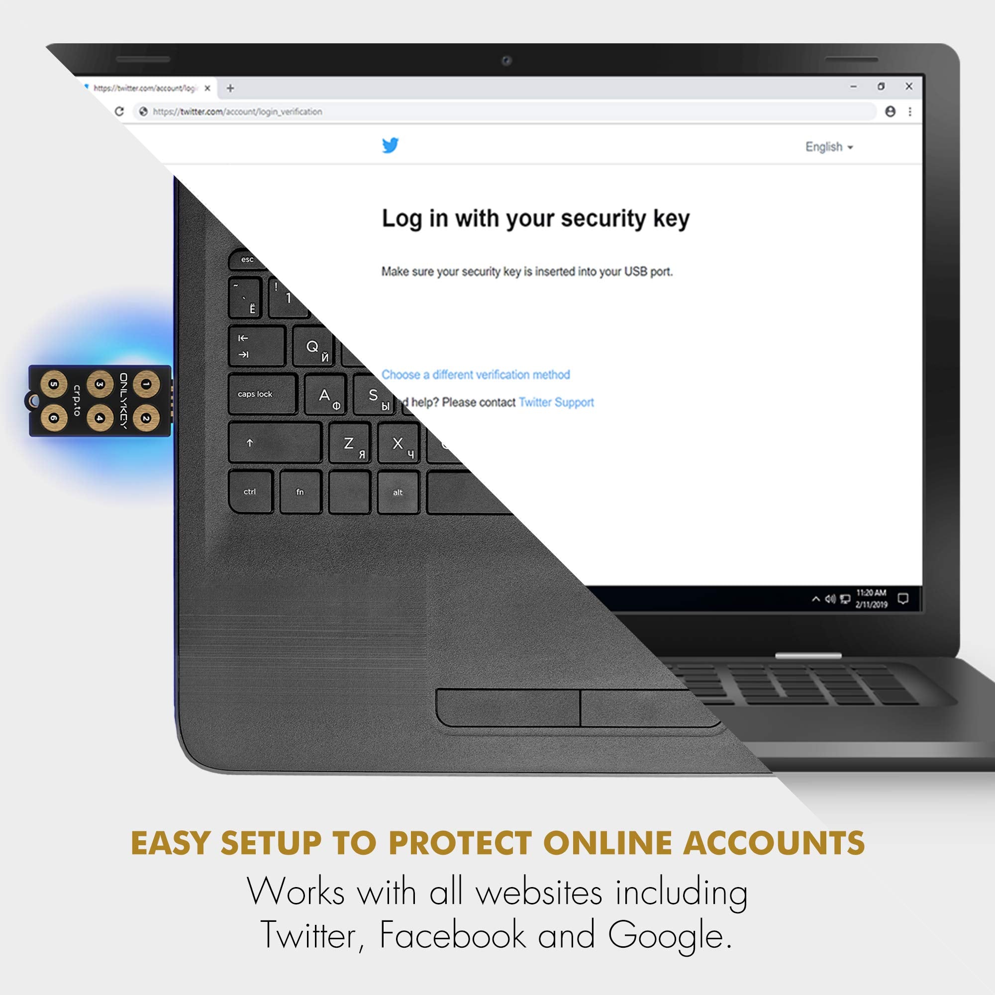 OnlyKey FIDO2 Security Key | Universal 2FA Hardware Password Manager | Model EF-7H5W-FQ6I | Portable Encryption for Windows/Mac/Android