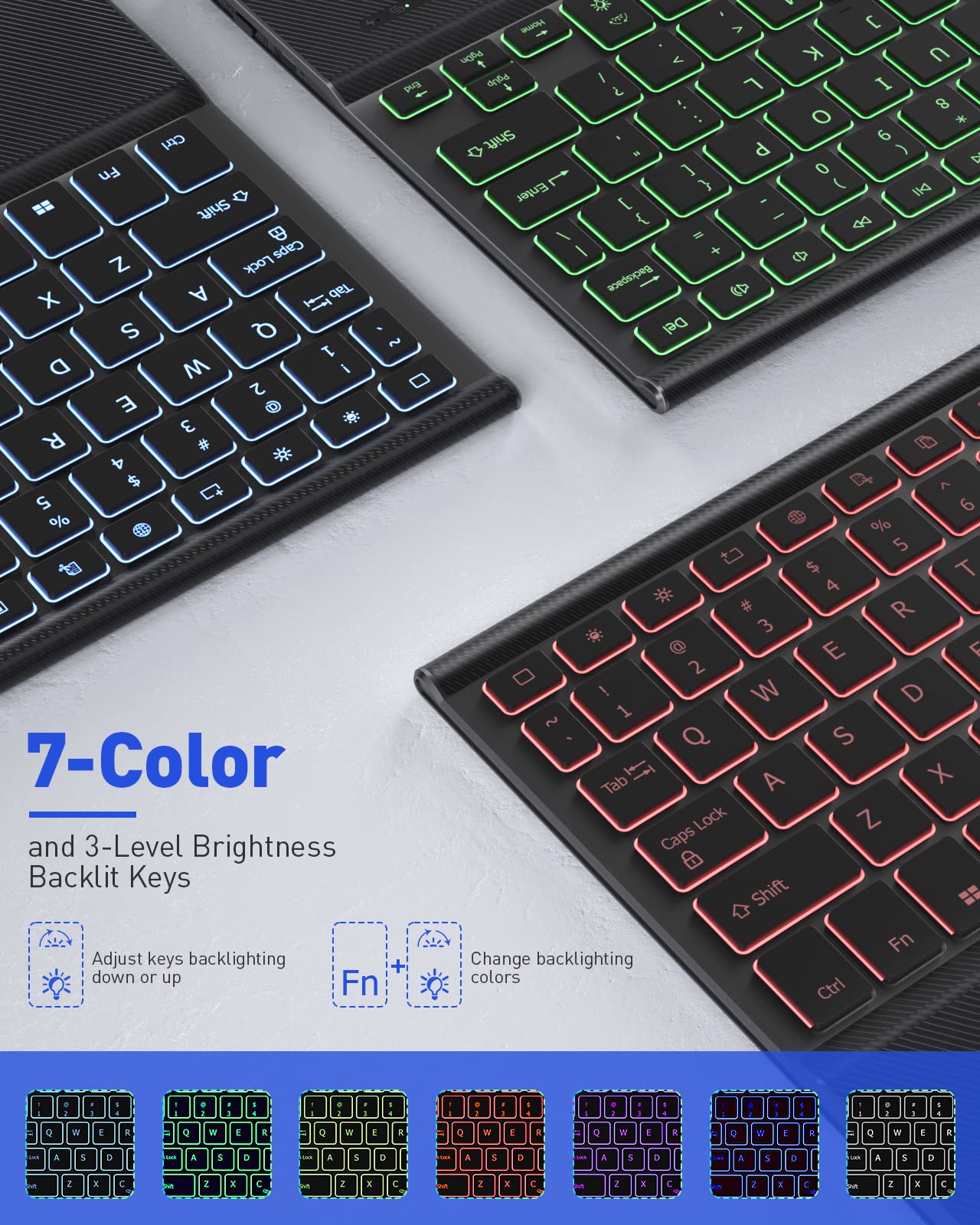 Doohowcase Backlit Keyboard Case Touch For Lenovo Tab P12 12.7'' 2023 (Zach0177Us), Bluetooth Keyboard With Trackpad & Twill Cov