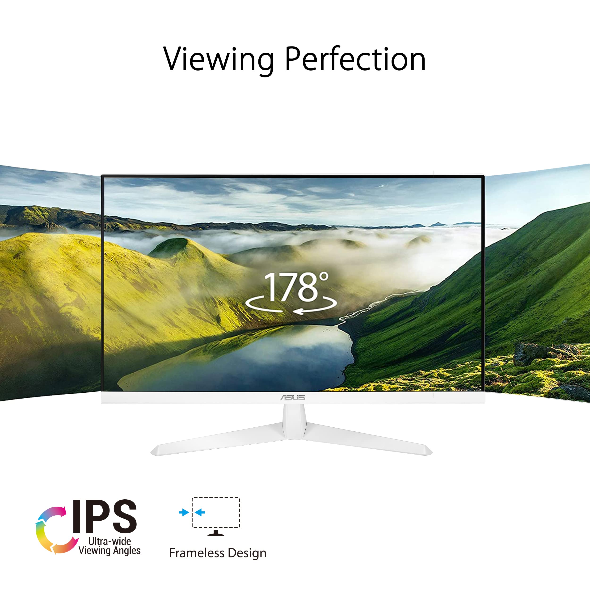 Asus Vy279He W 27    1080P Monitor   White, Full Hd, 75Hz, Ips, Adaptive Sync/Freesync, Eye Care Plus, Color Augmentation, Rest