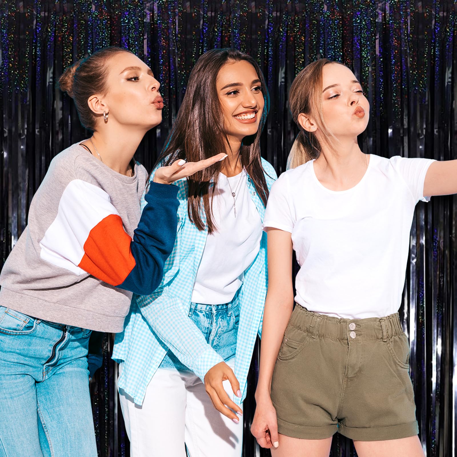 6 Pack Yellow Foil Fringe Curtain Backdrop, 3.28Ft X 8.2Ft Metallic Tinsel Foil Fringe Streamer Curtains For Photo Booth, Birthd