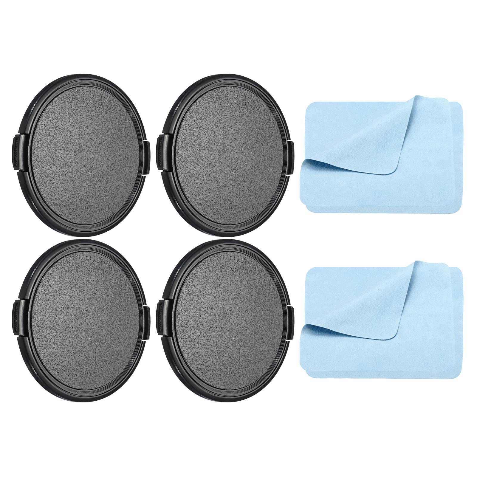 Patikil Camera Lens Cap, 4 Pack Sides Pinch Front Lens Cover With Microfiber Cleaning Cloth For 77Mm Thread Universal Dslr Lense