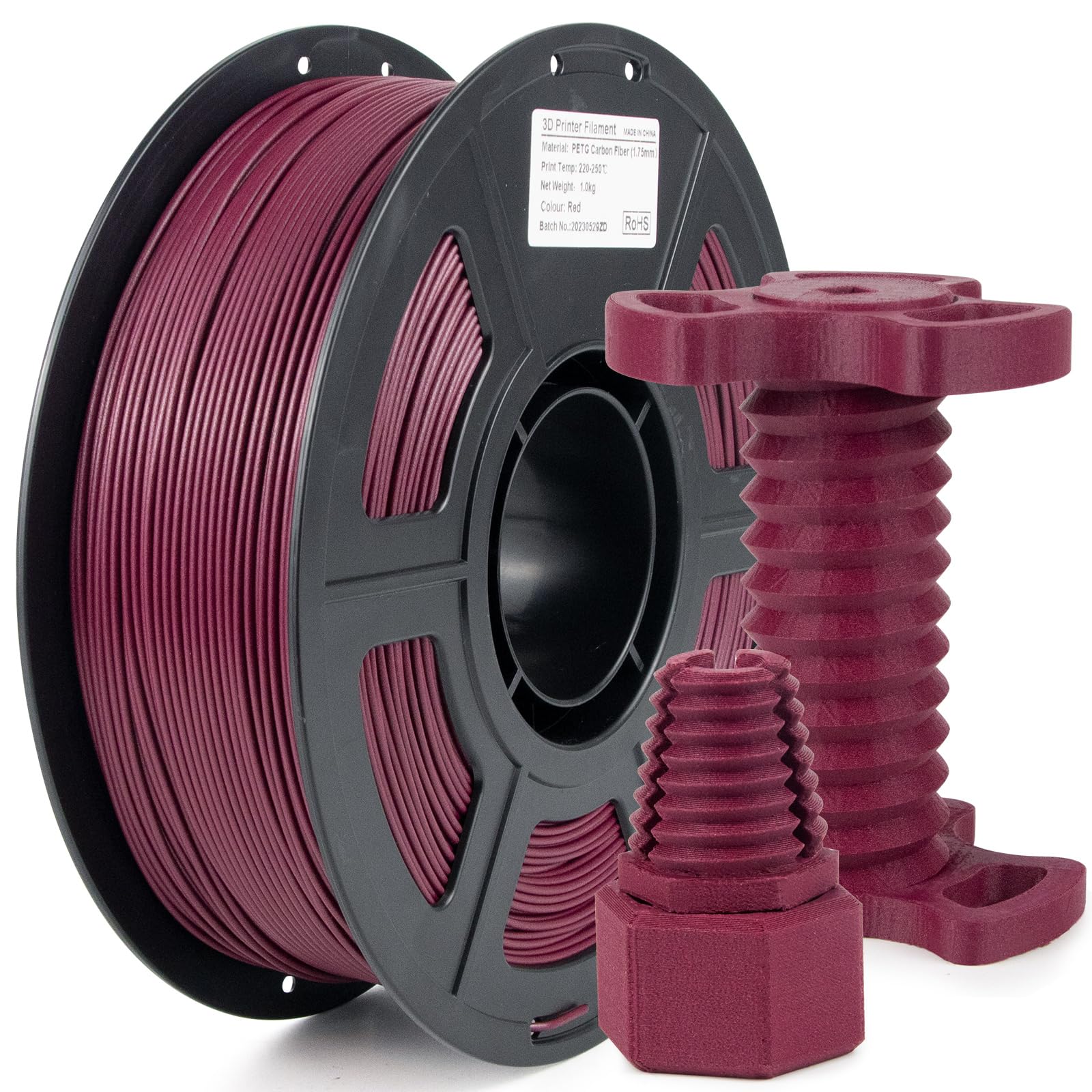 IEMAI PETG Carbon Fiber Filament 1.75mm Red 1kg, Reinforced PETG CF 3D Printer Filament, Heat-Resistant, High Strength & Rigidit